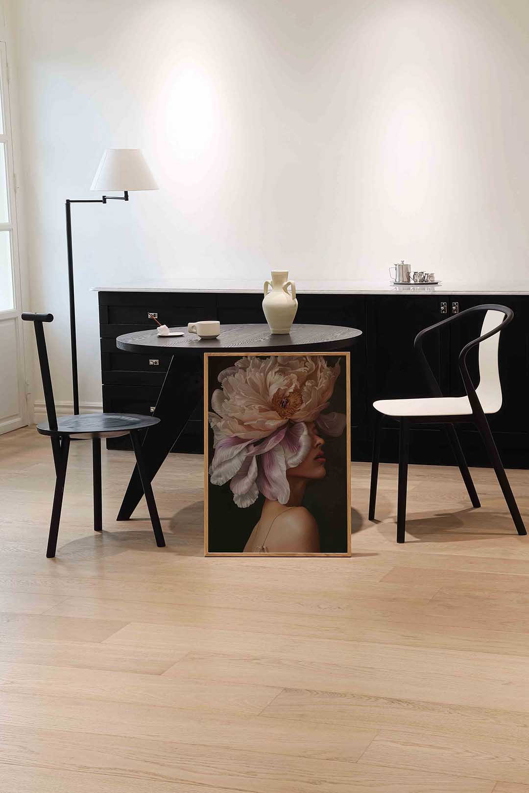 Bloem en gezicht Poster