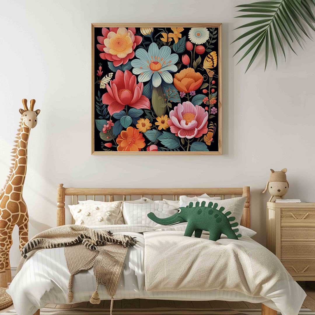 Bloemen en vlinders Poster