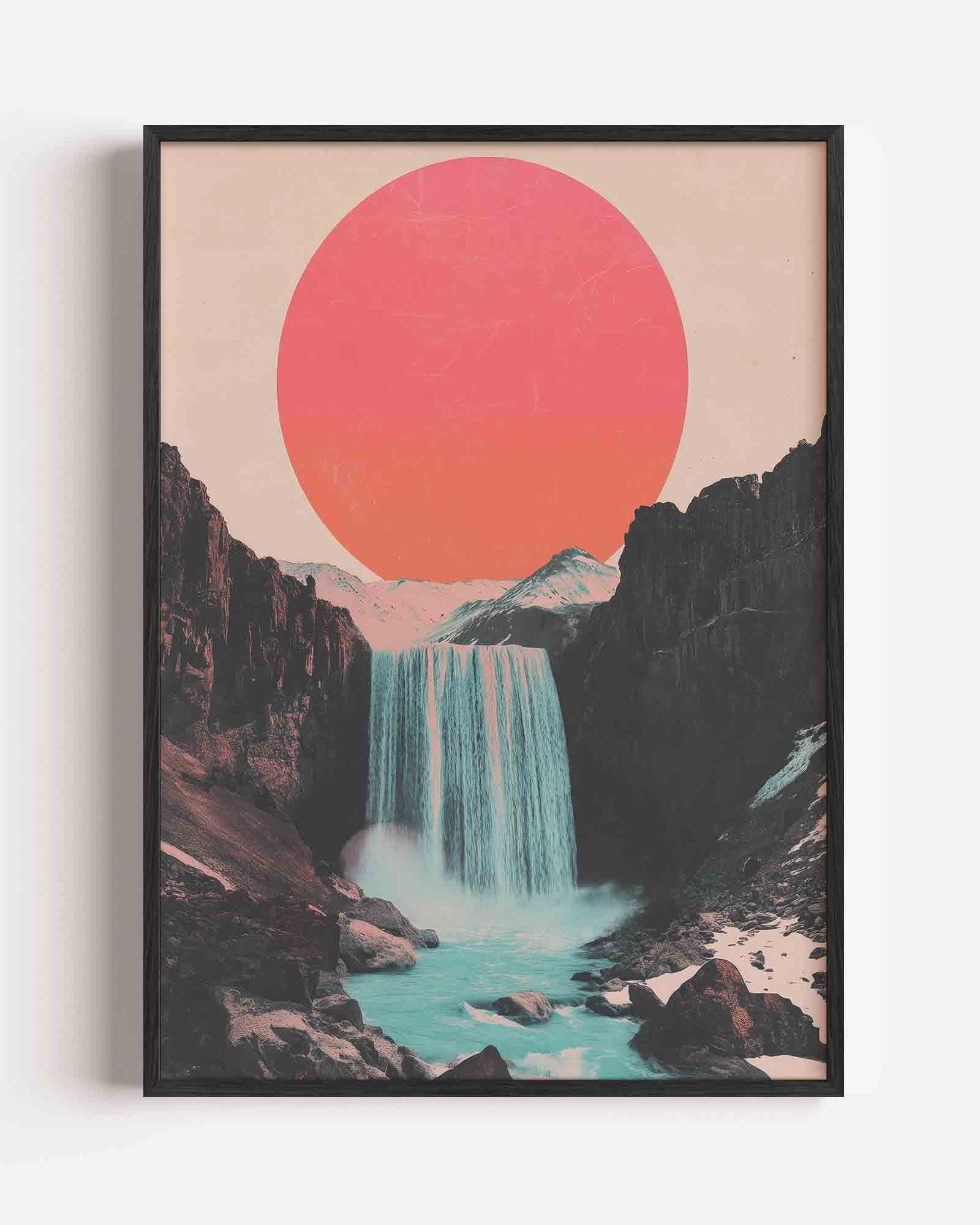 Waterval en zon Poster