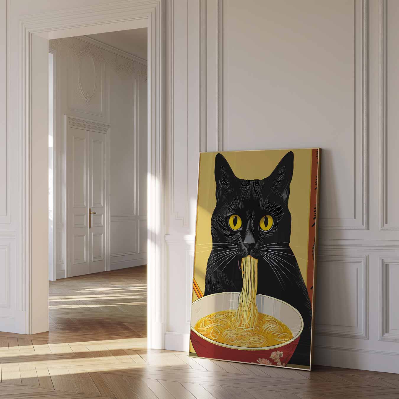 Kat met Noodles Poster-WallArtistic