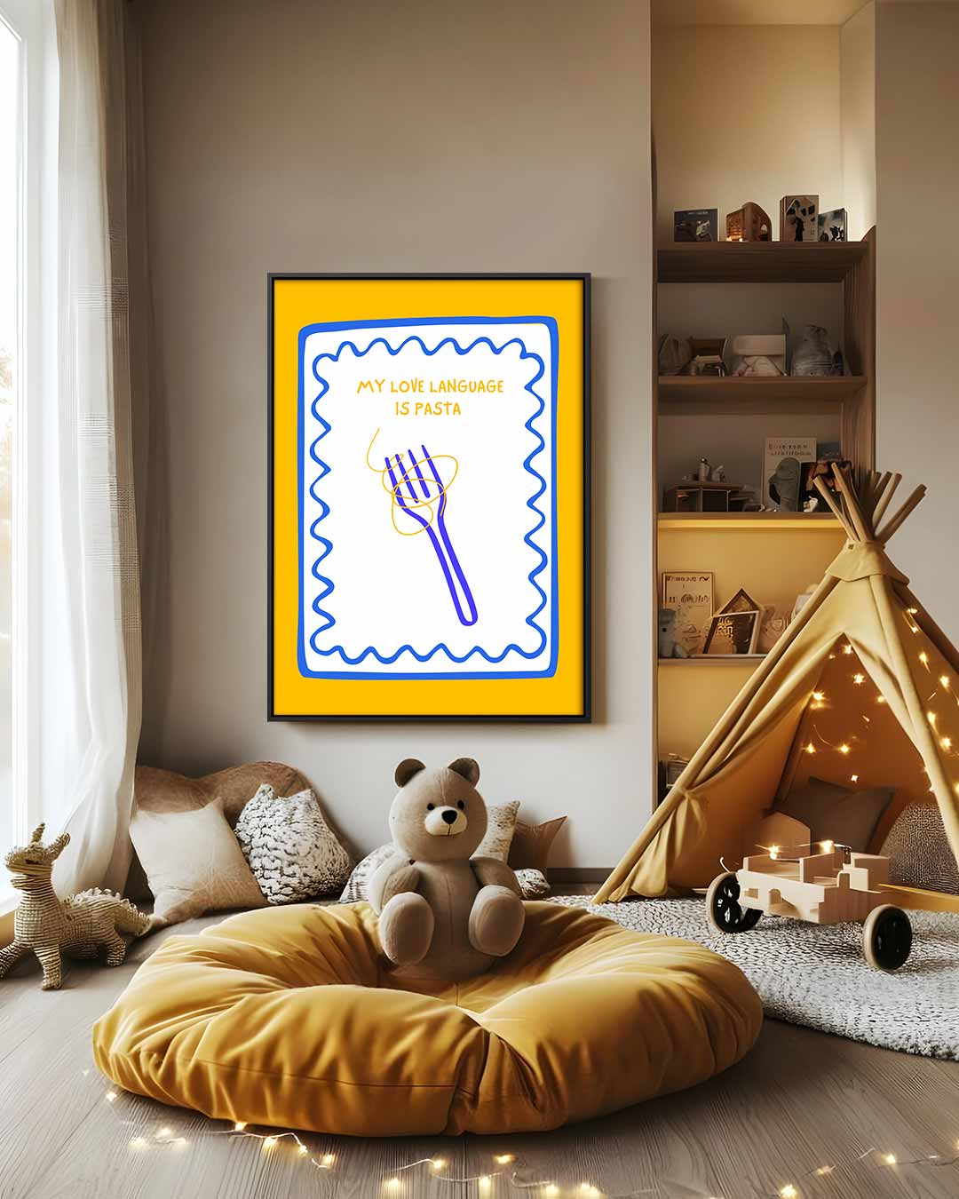 Pasta Liefdestaal Poster Kunstwerk-canvas-dibond-plexiglas-wanddecoratie-WallArtistic