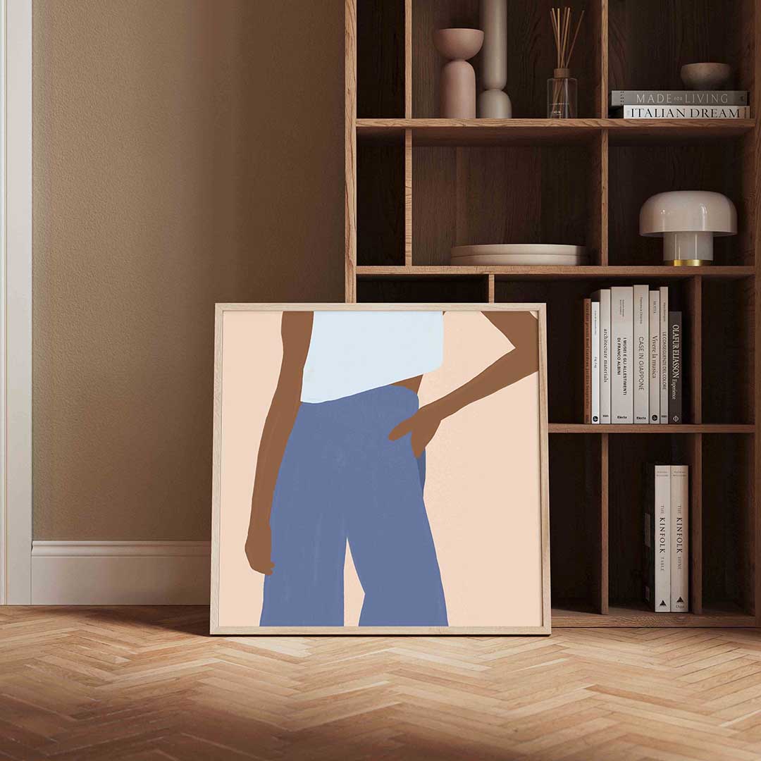 Figuur met blauwe broek Poster