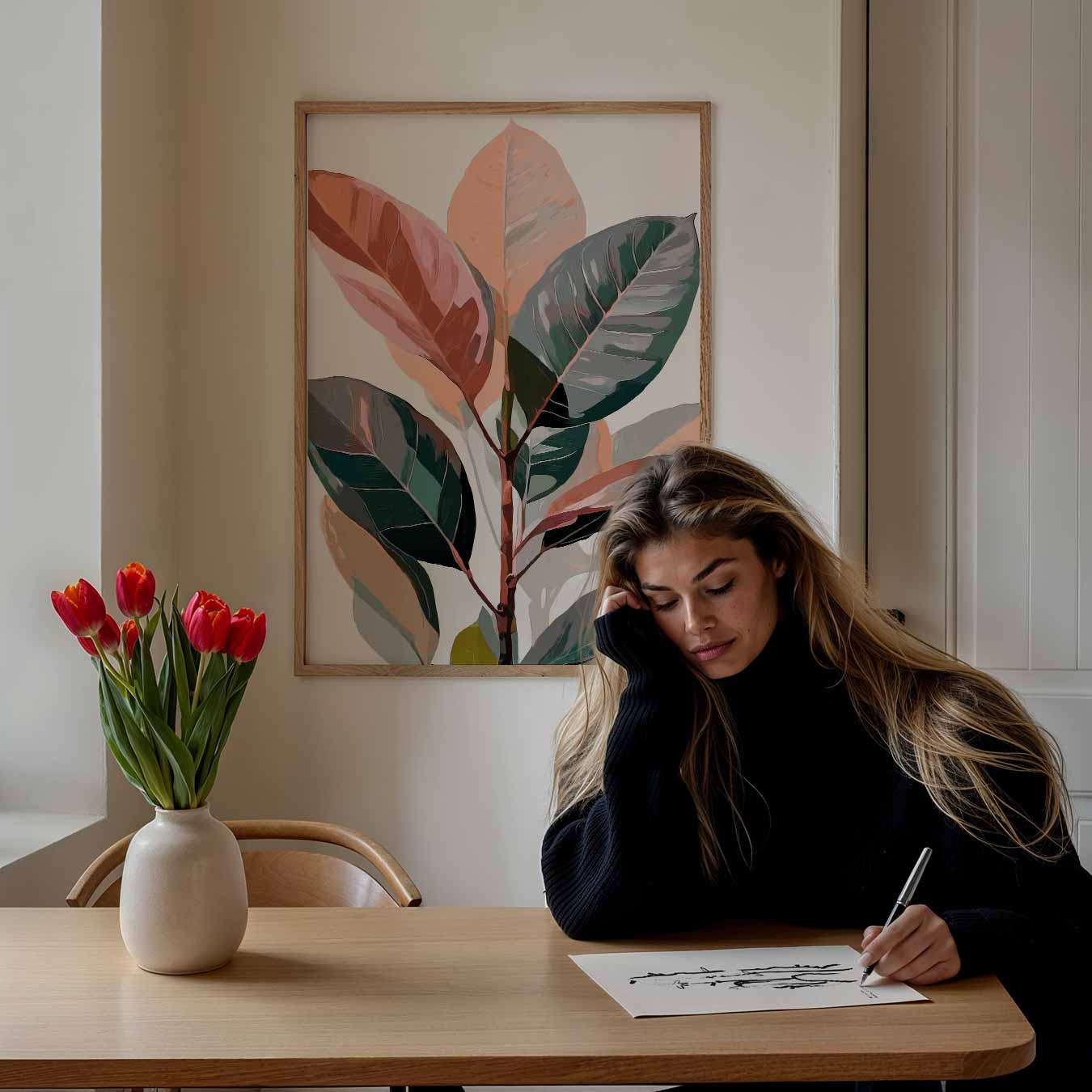Botanische Kunstposter met Vrolijke Bladeren Poster-WallArtistic