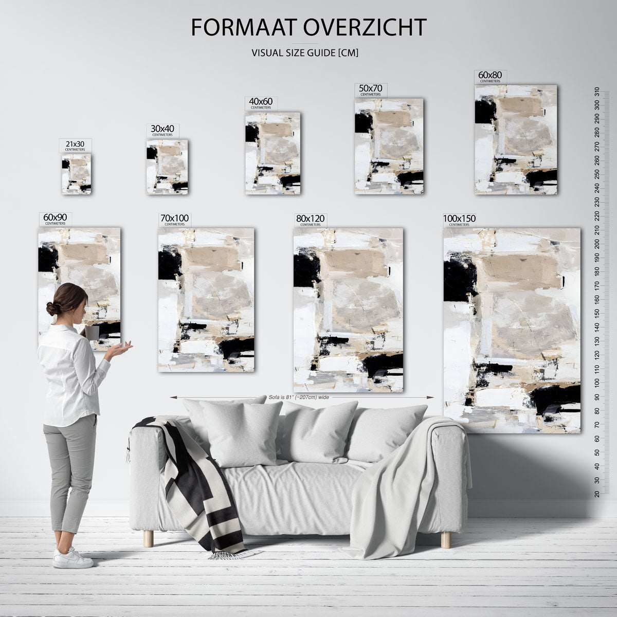 Abstracte beige en zwarte Poster
