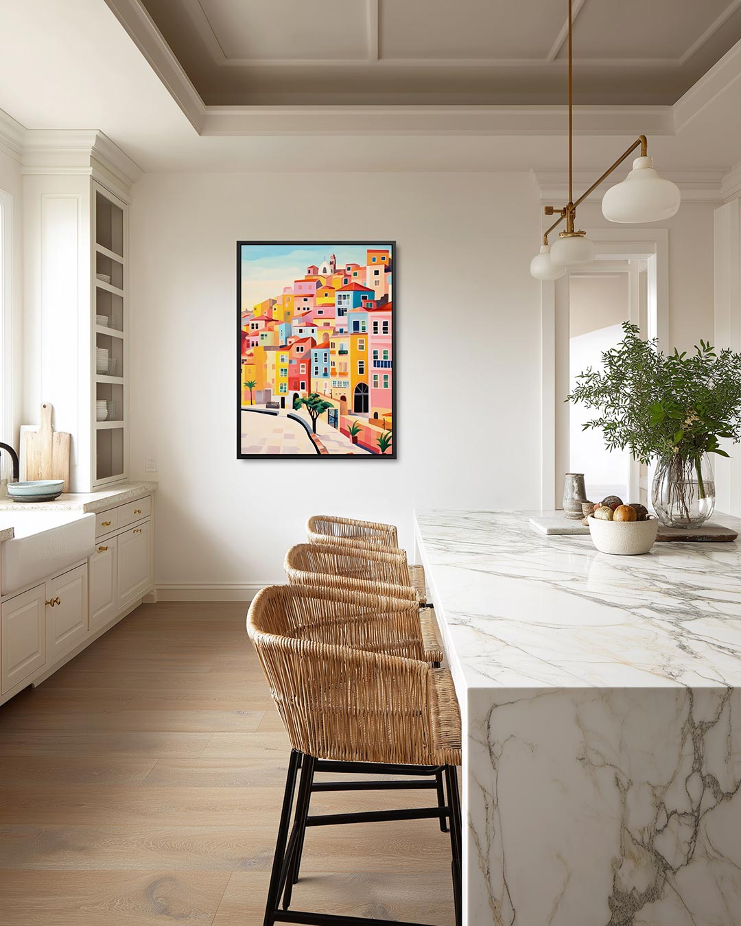 Kleurrijke stadshorizon Kunstwerk
