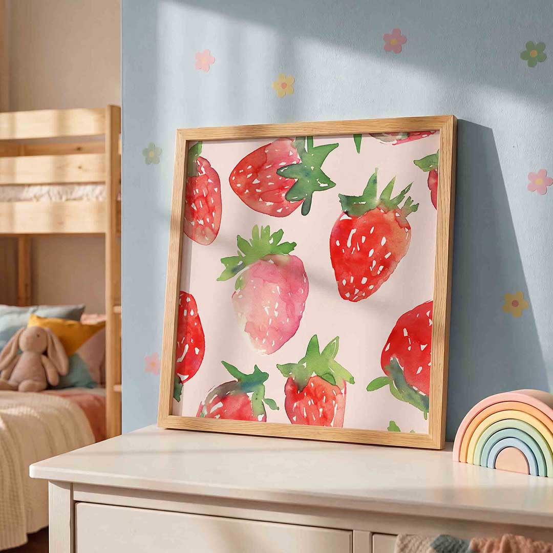 Aardbeien patroon Poster
