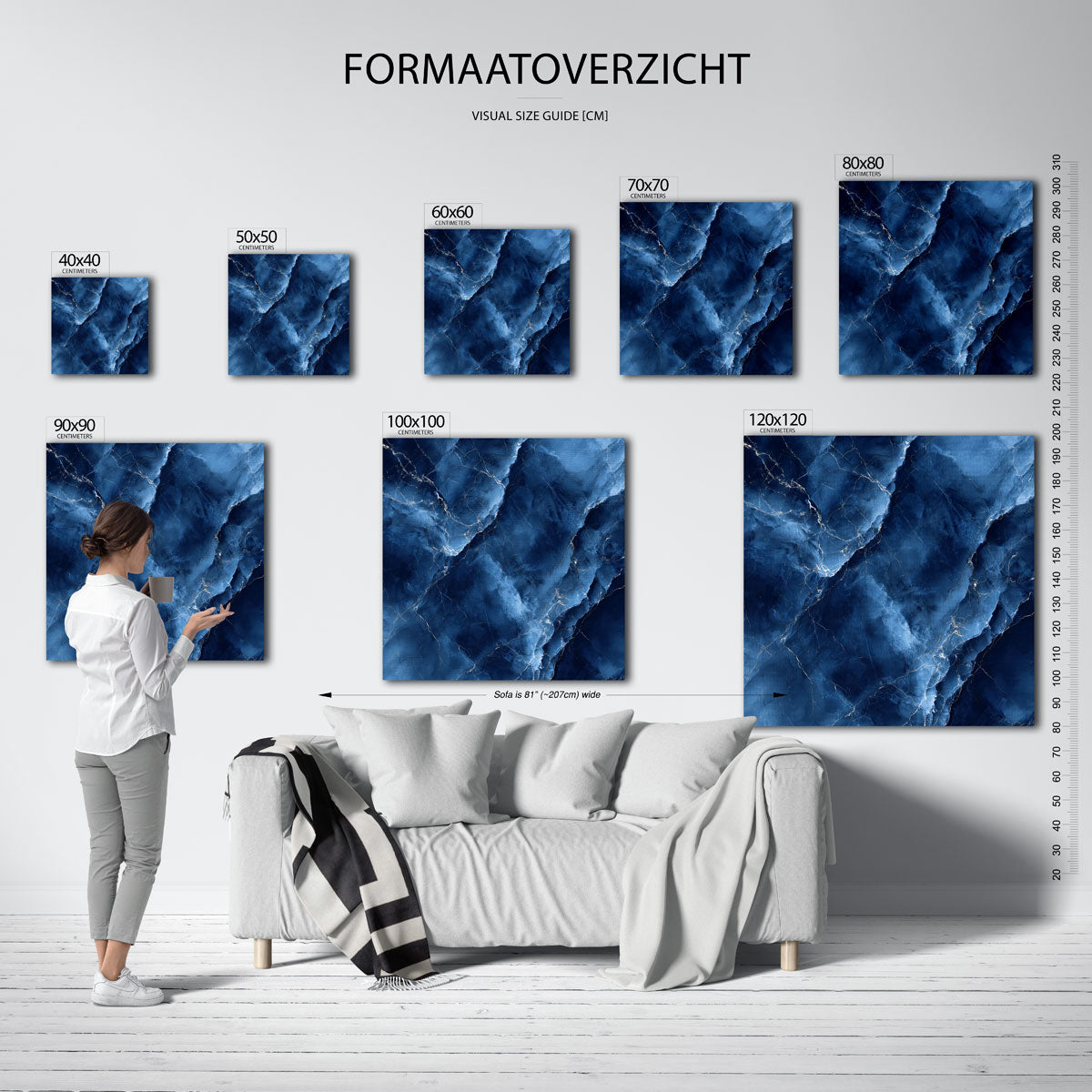 Blauwe marmerstructuur Poster