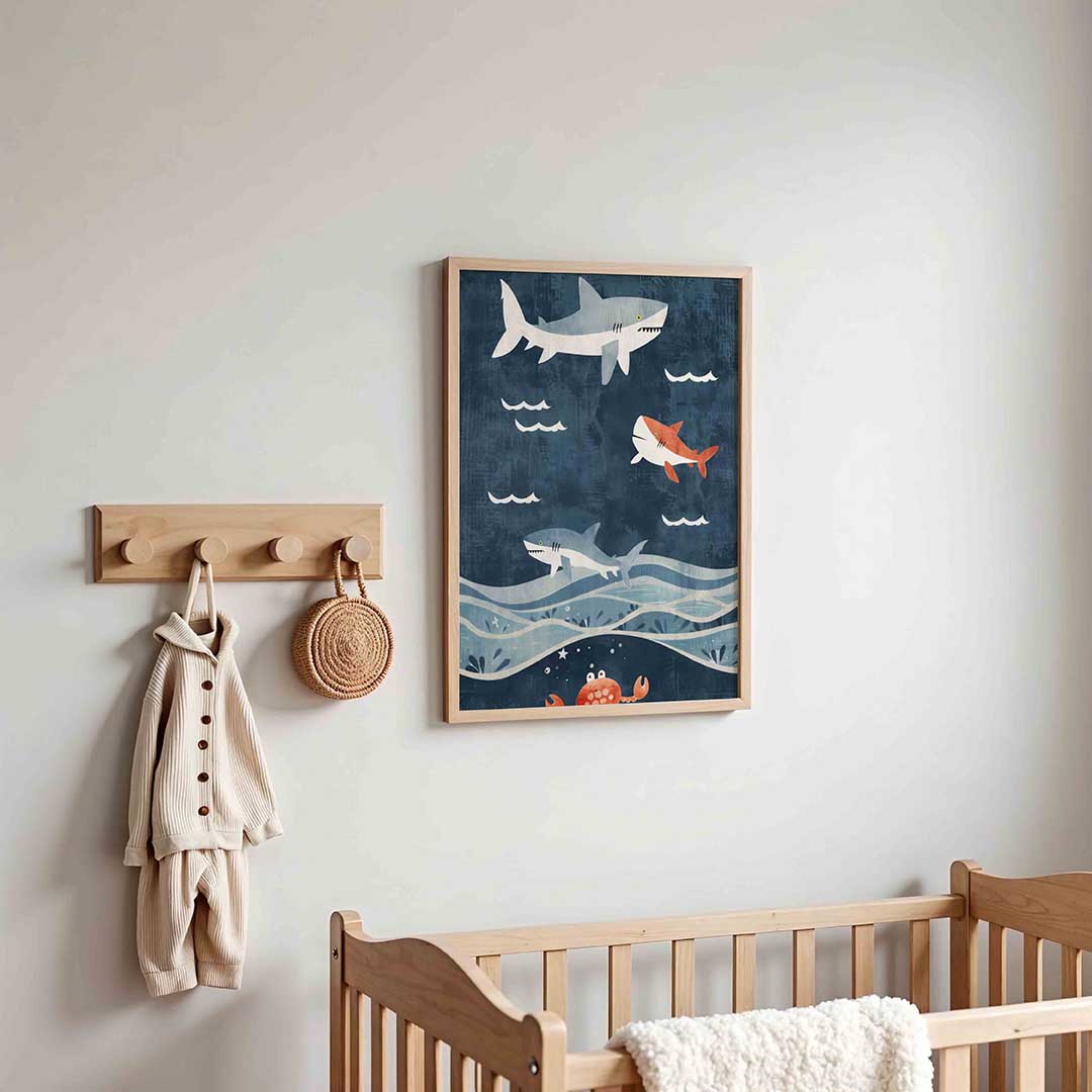Haaien en krab Poster