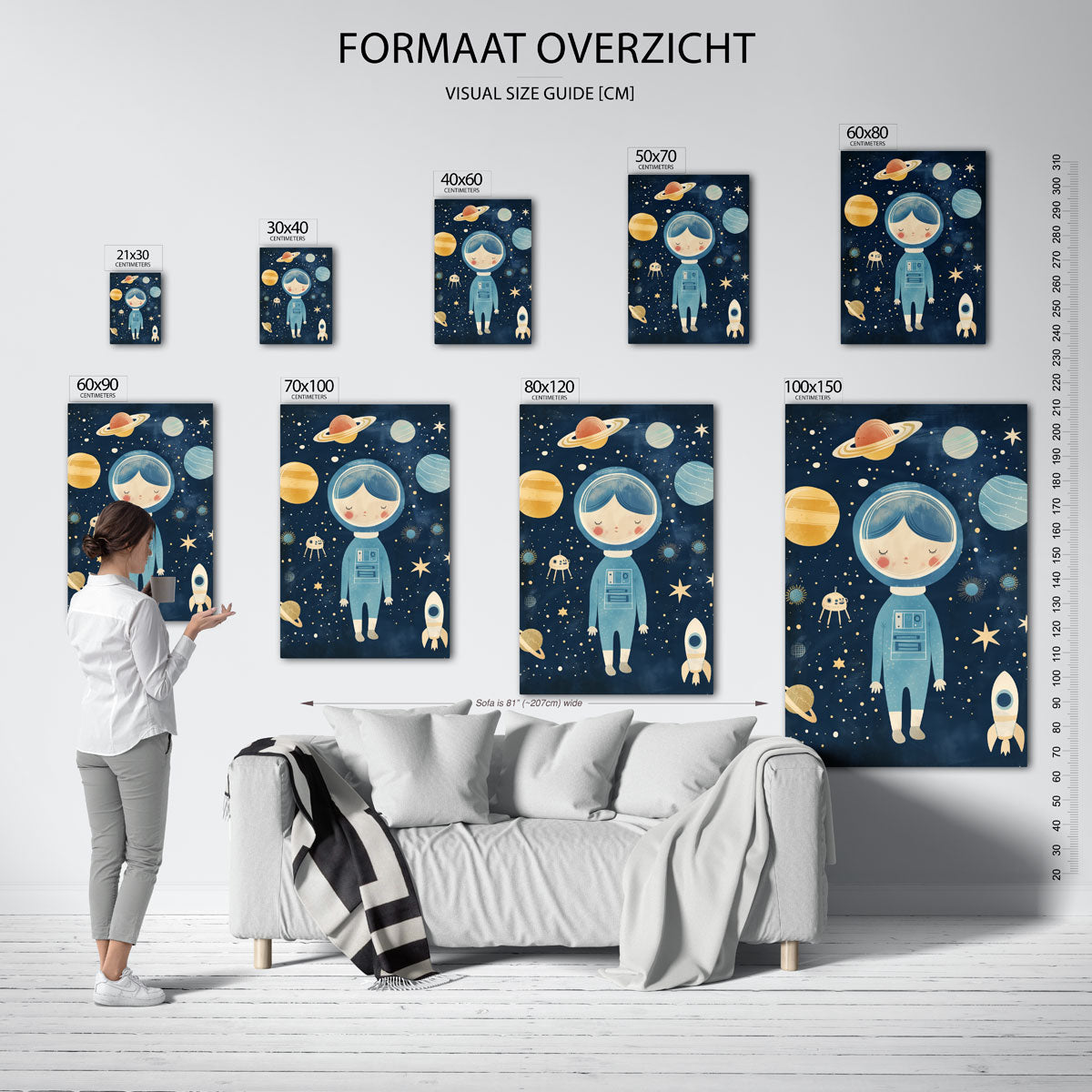 Astronaut en planeten Poster