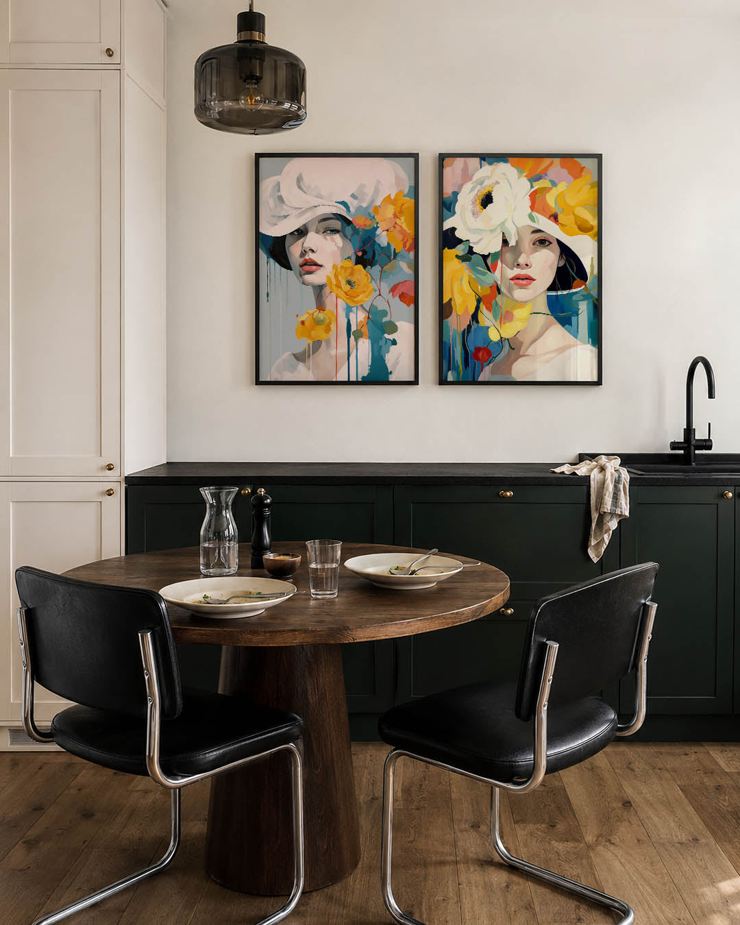 Bloem en gezicht Posterset