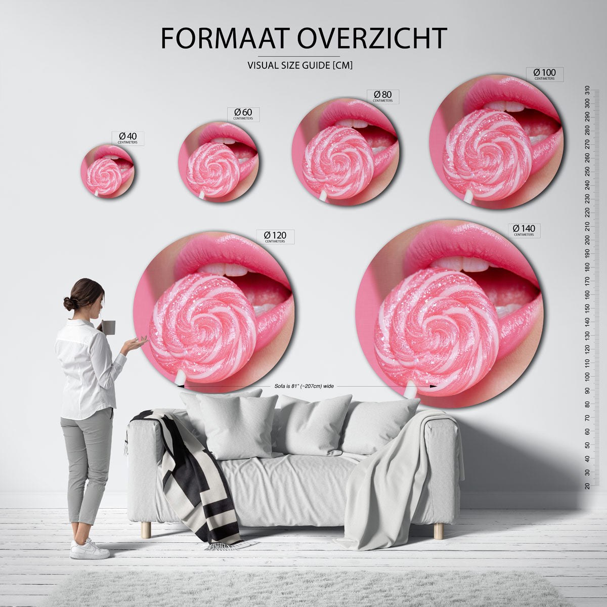Roze lolly en lippen Muurcirkel