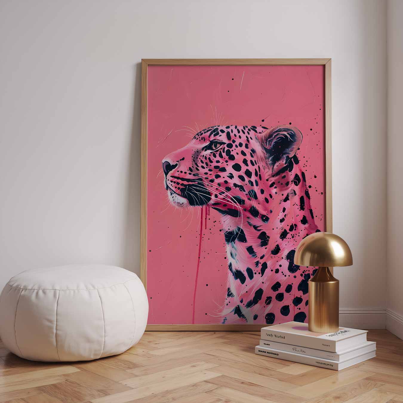 Stijlvolle Luipaard in Roze Poster-WallArtistic