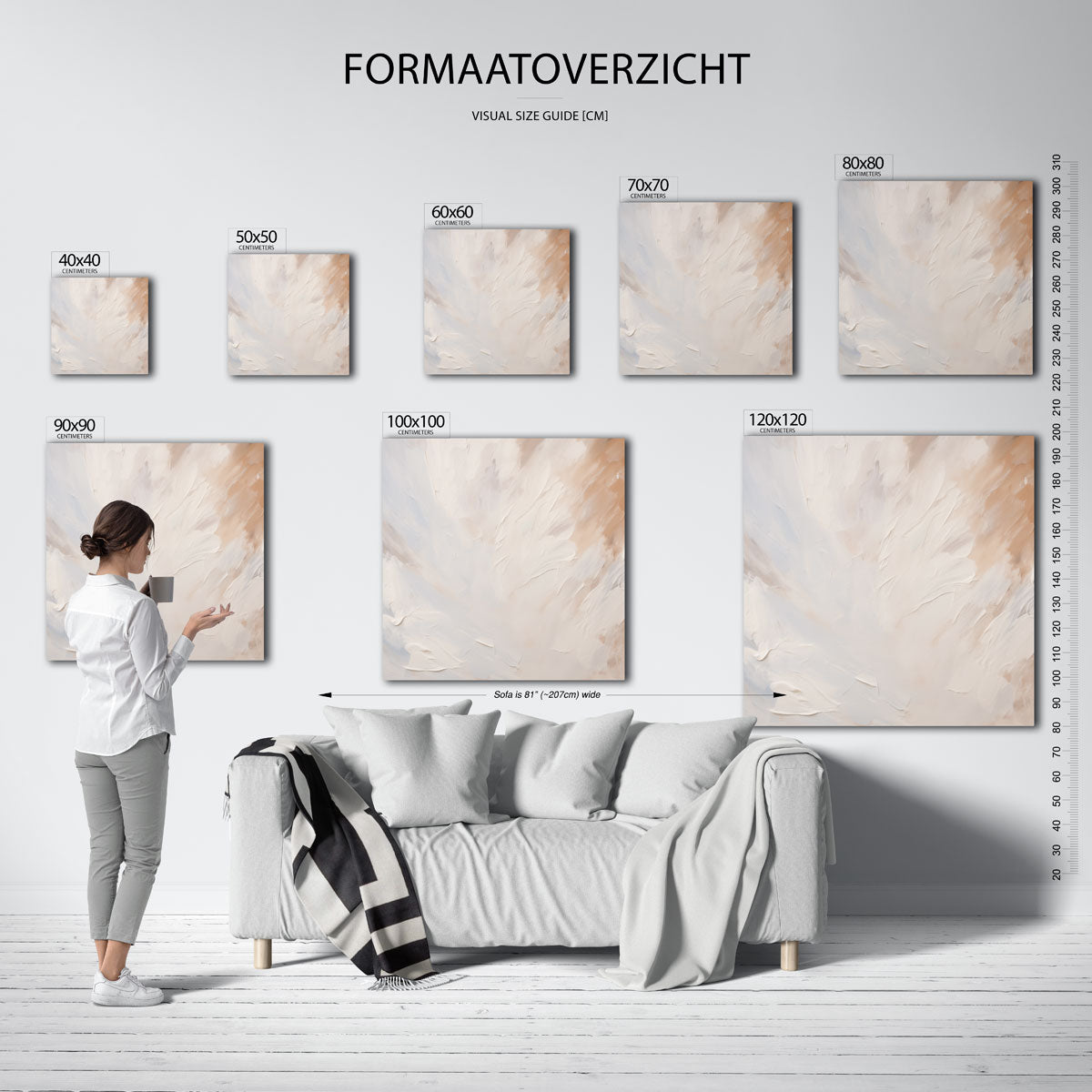 Abstracte beige en witte Poster