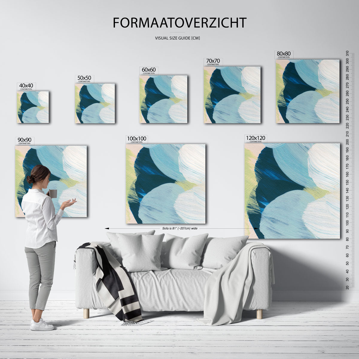 Abstracte blauwe vormen Poster