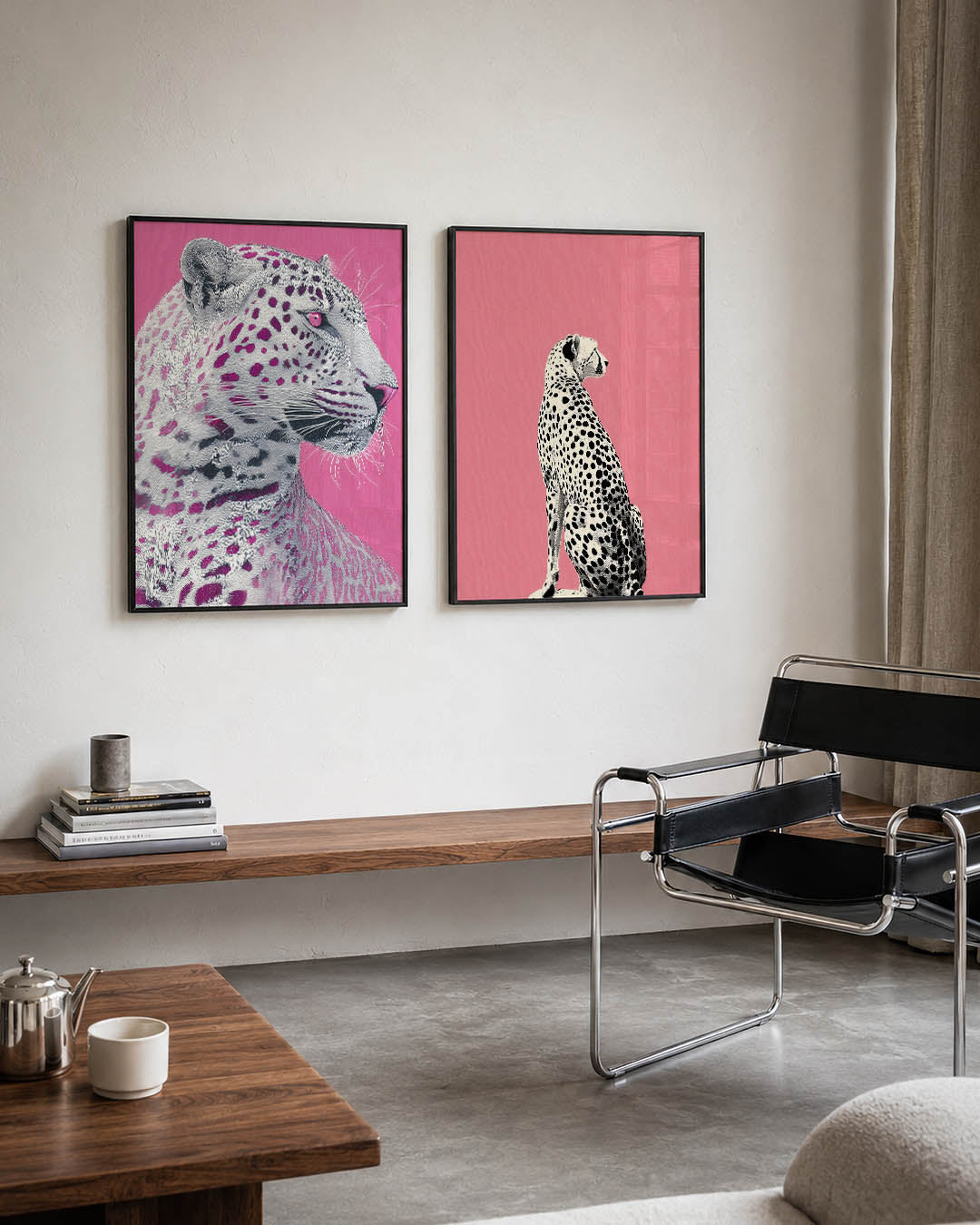 Roze luipaard portret Posterset