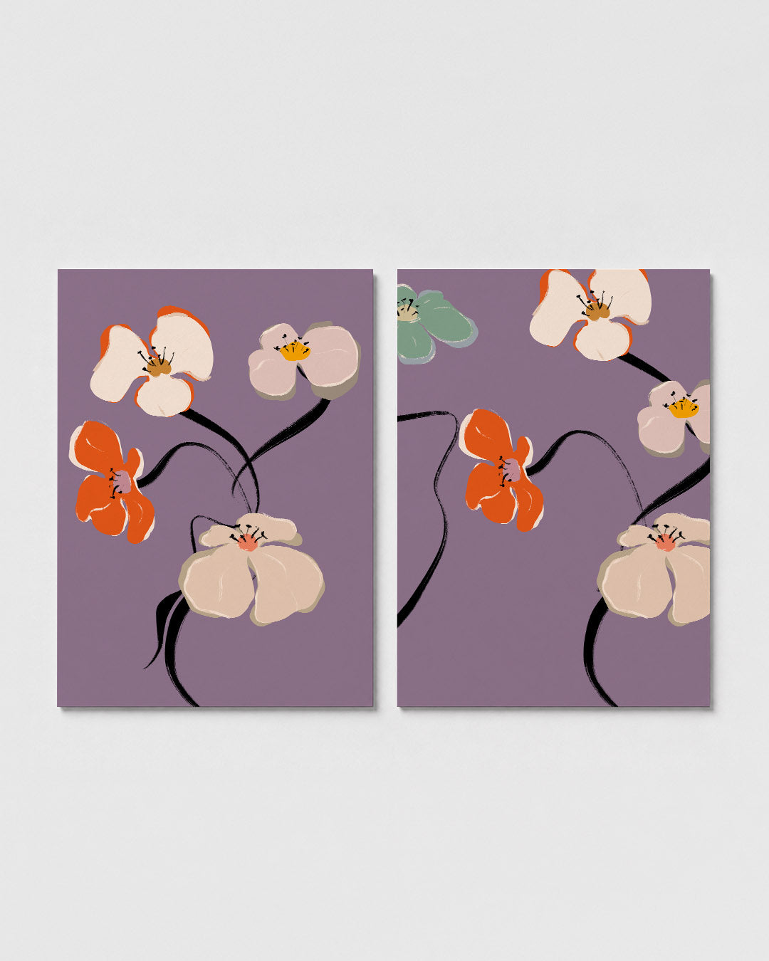 Bloemvormen en lijnen Posterset