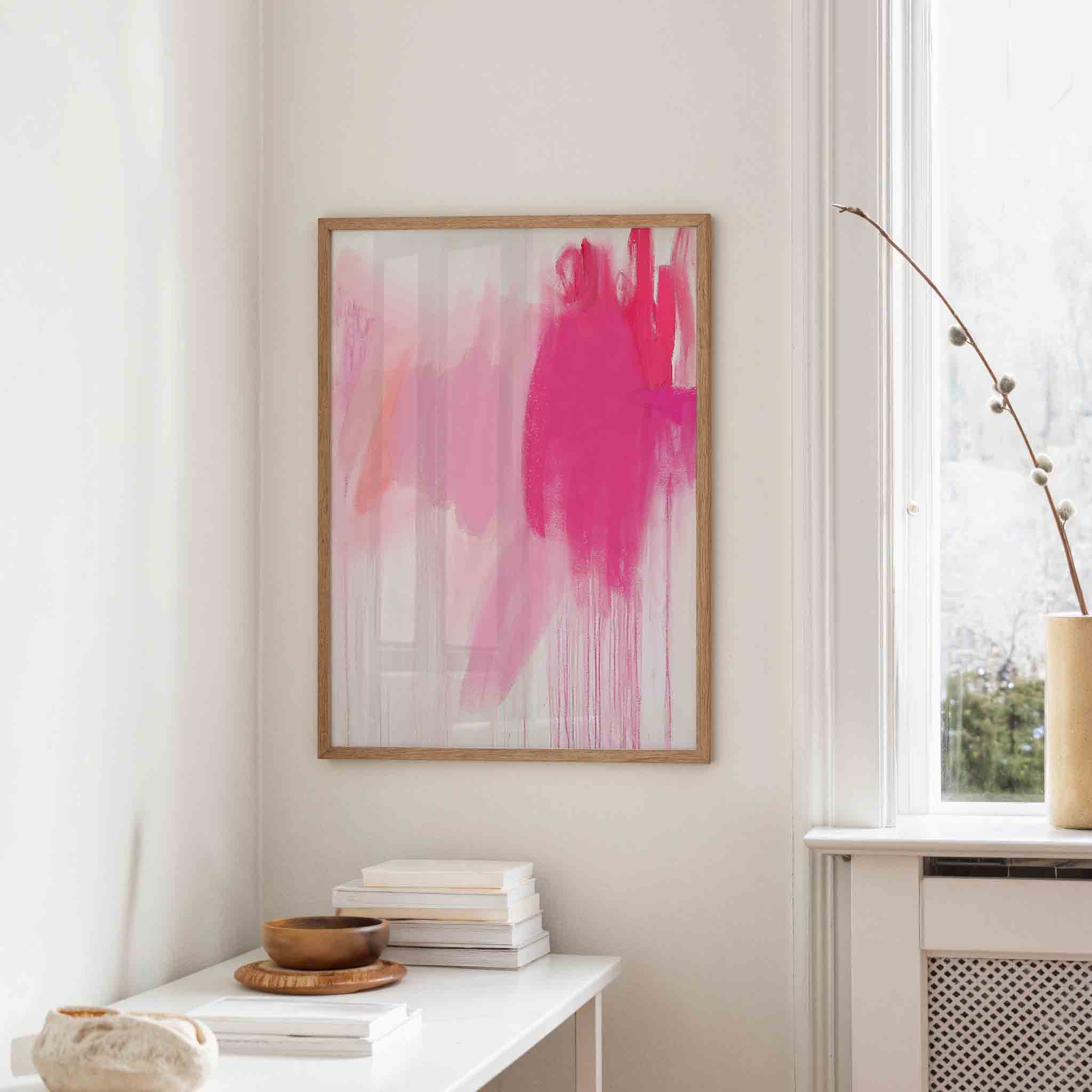 Roze en rode abstracte Poster