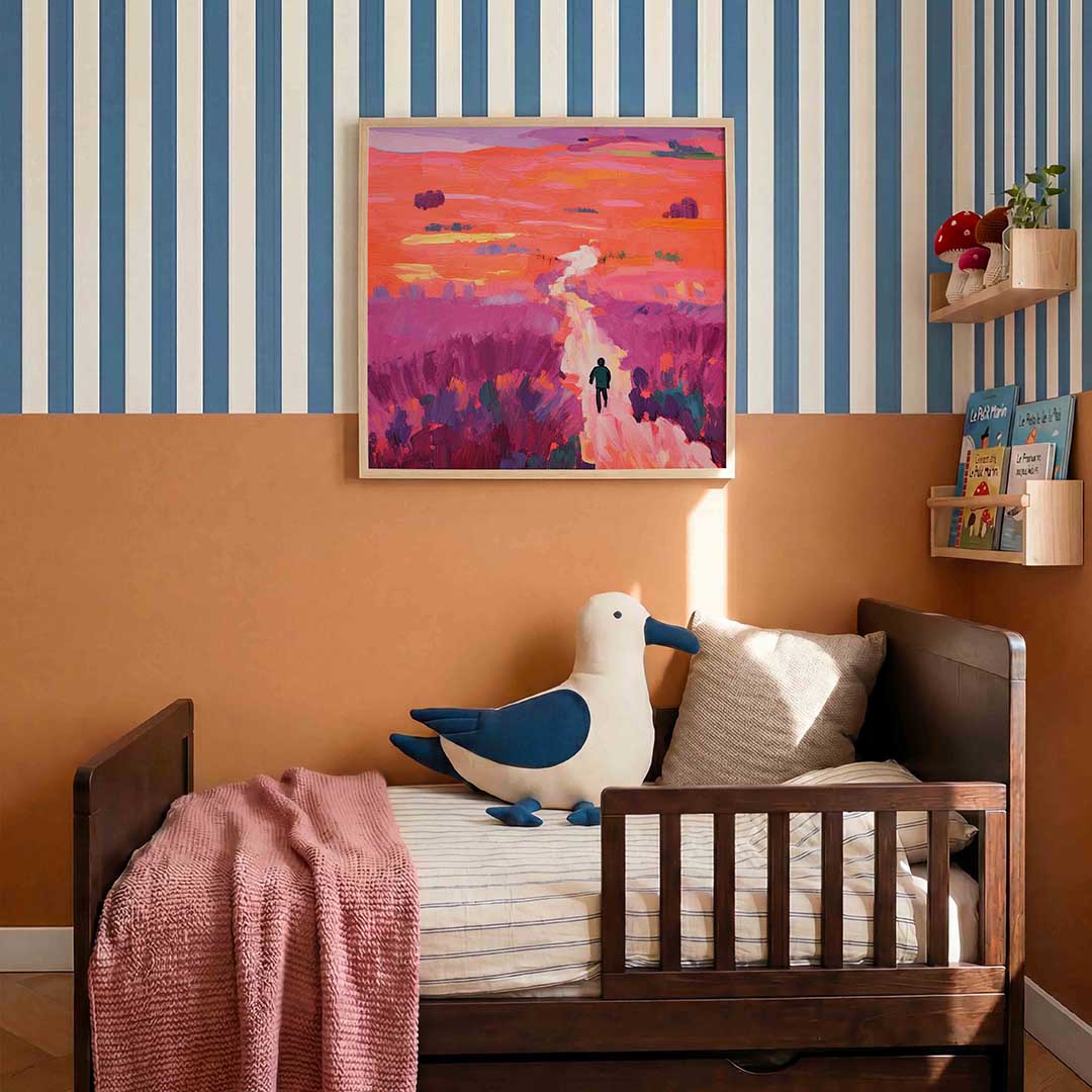 Wandelaar in kleurrijk landschap Poster