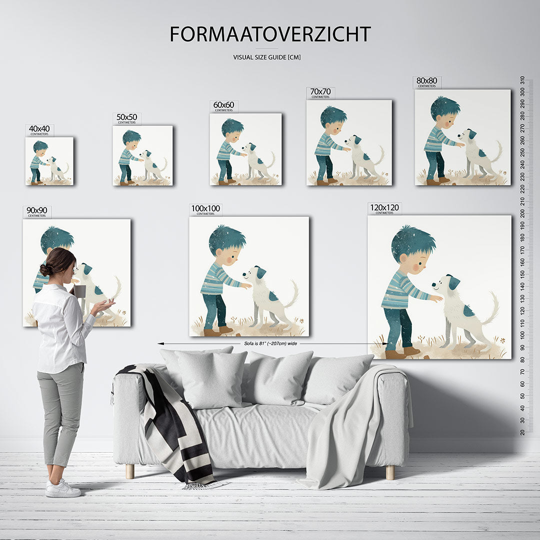 Vriendschap kind en hond Kunstwerk