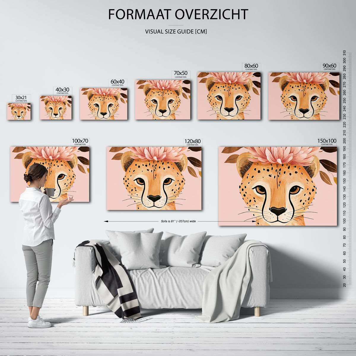 Luipaard met bloemen Poster