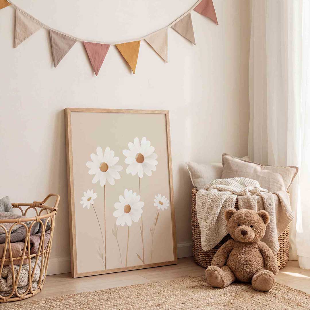 Witte bloemen Poster