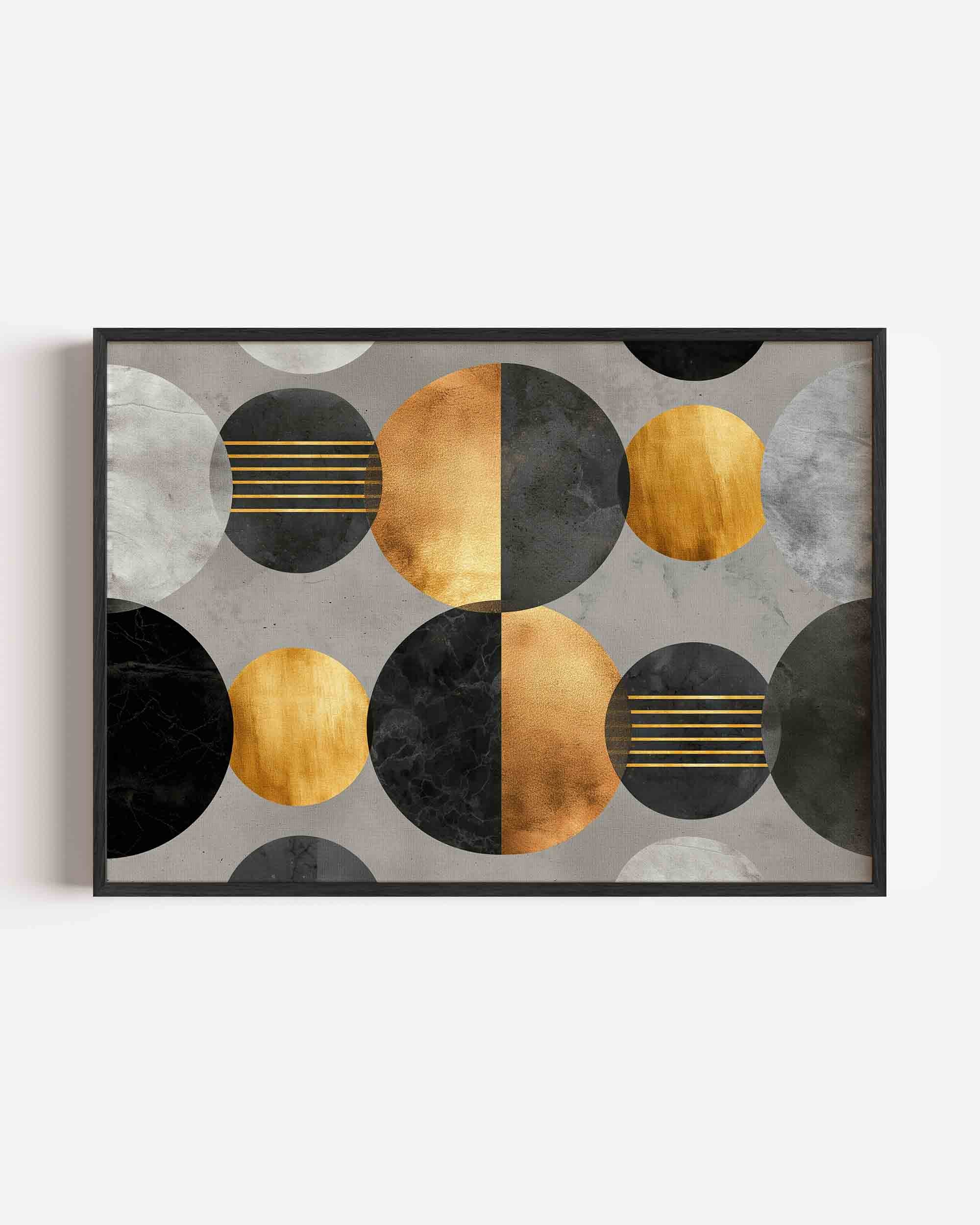 Gouden en zwarte cirkels Poster