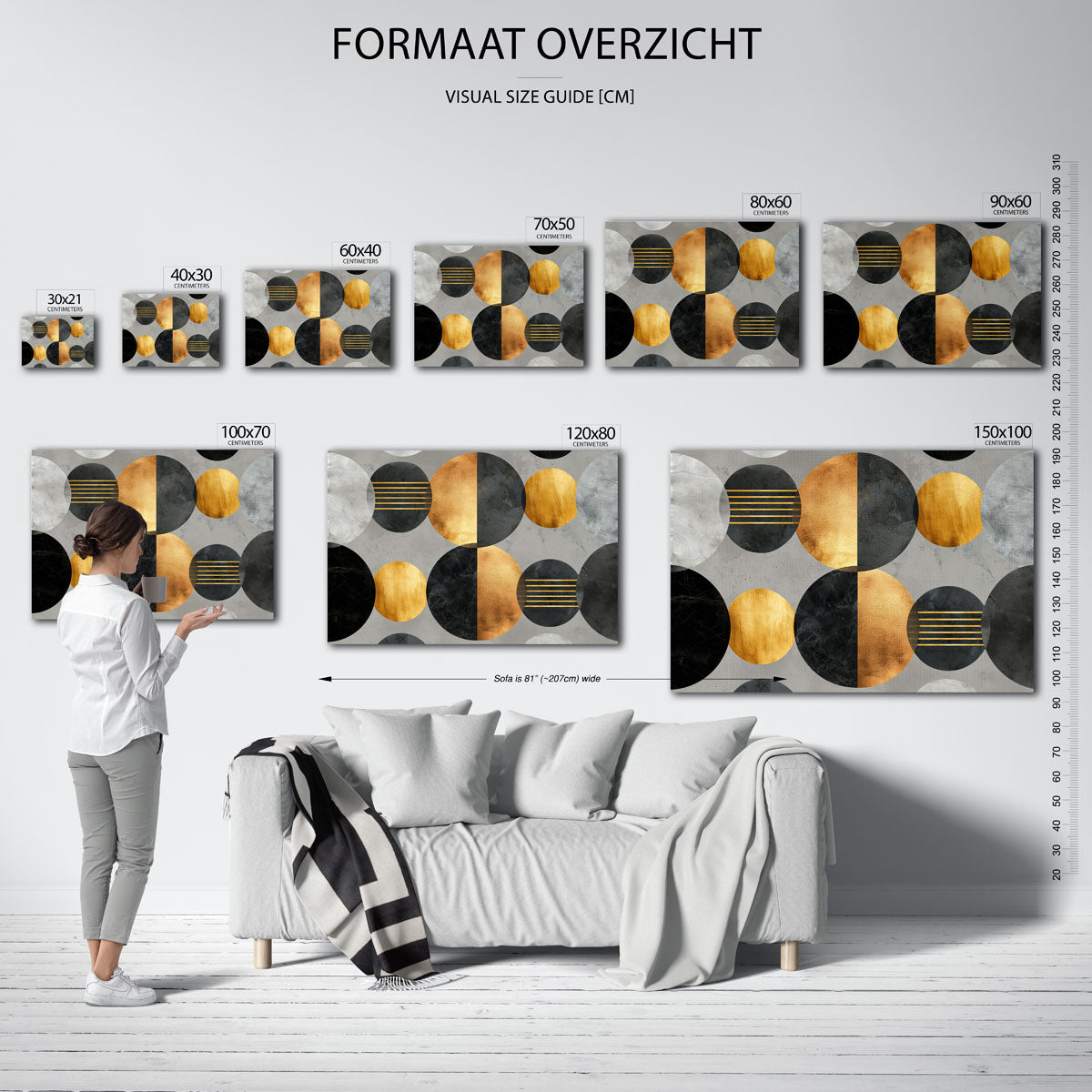 Gouden en zwarte cirkels Poster