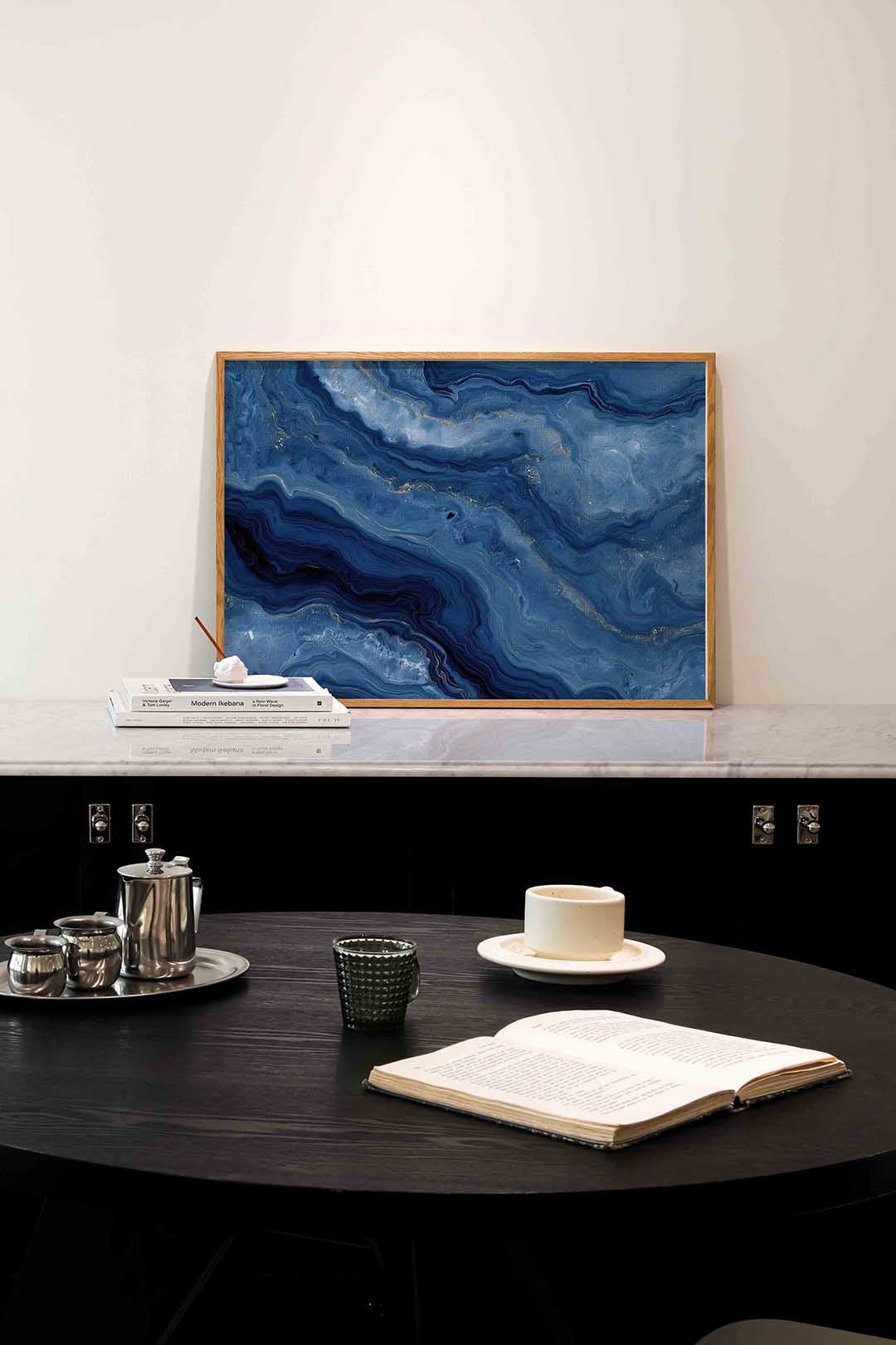 Blauwe marmerstructuur Poster