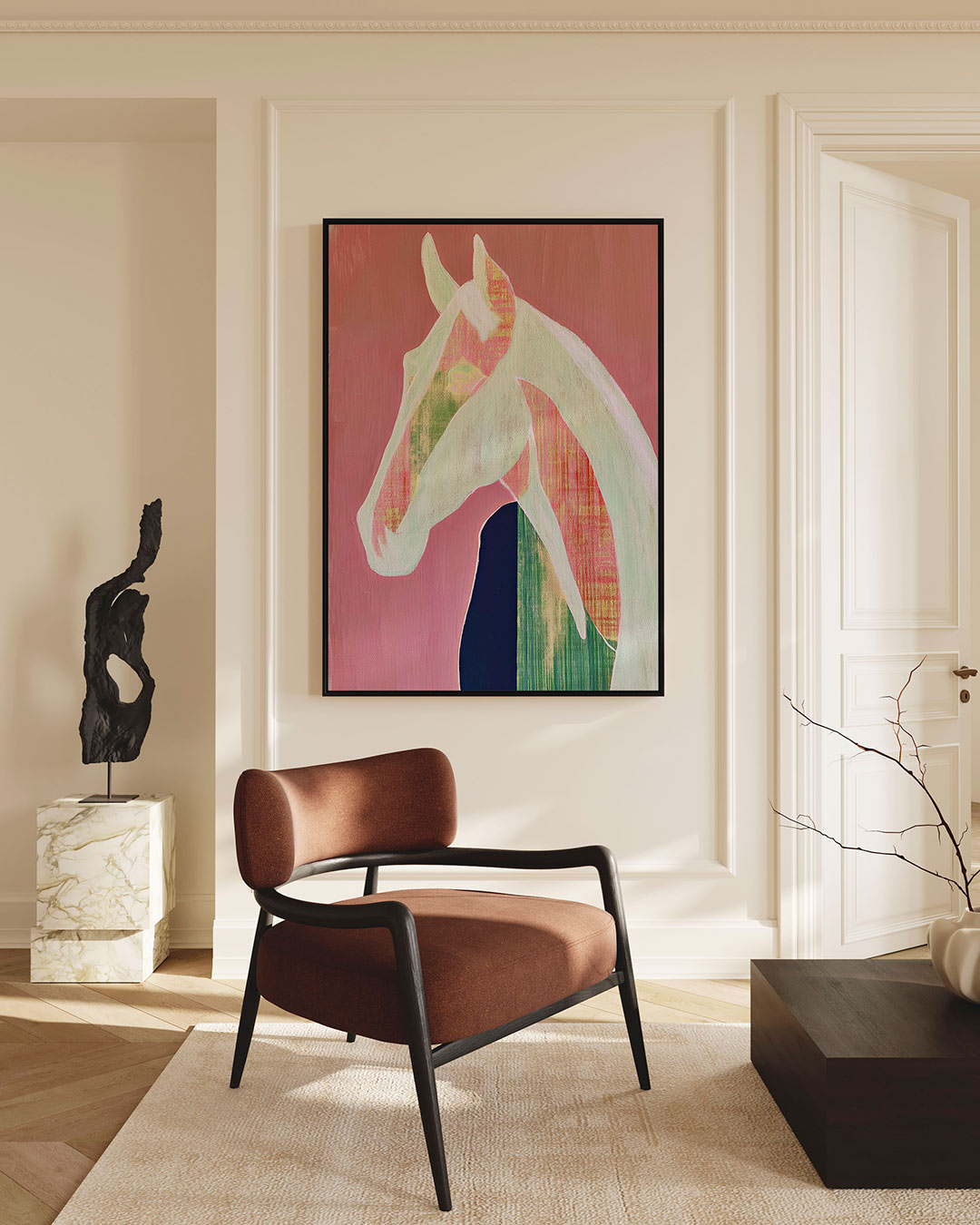 Paardenportret in pastel Kunstwerk
