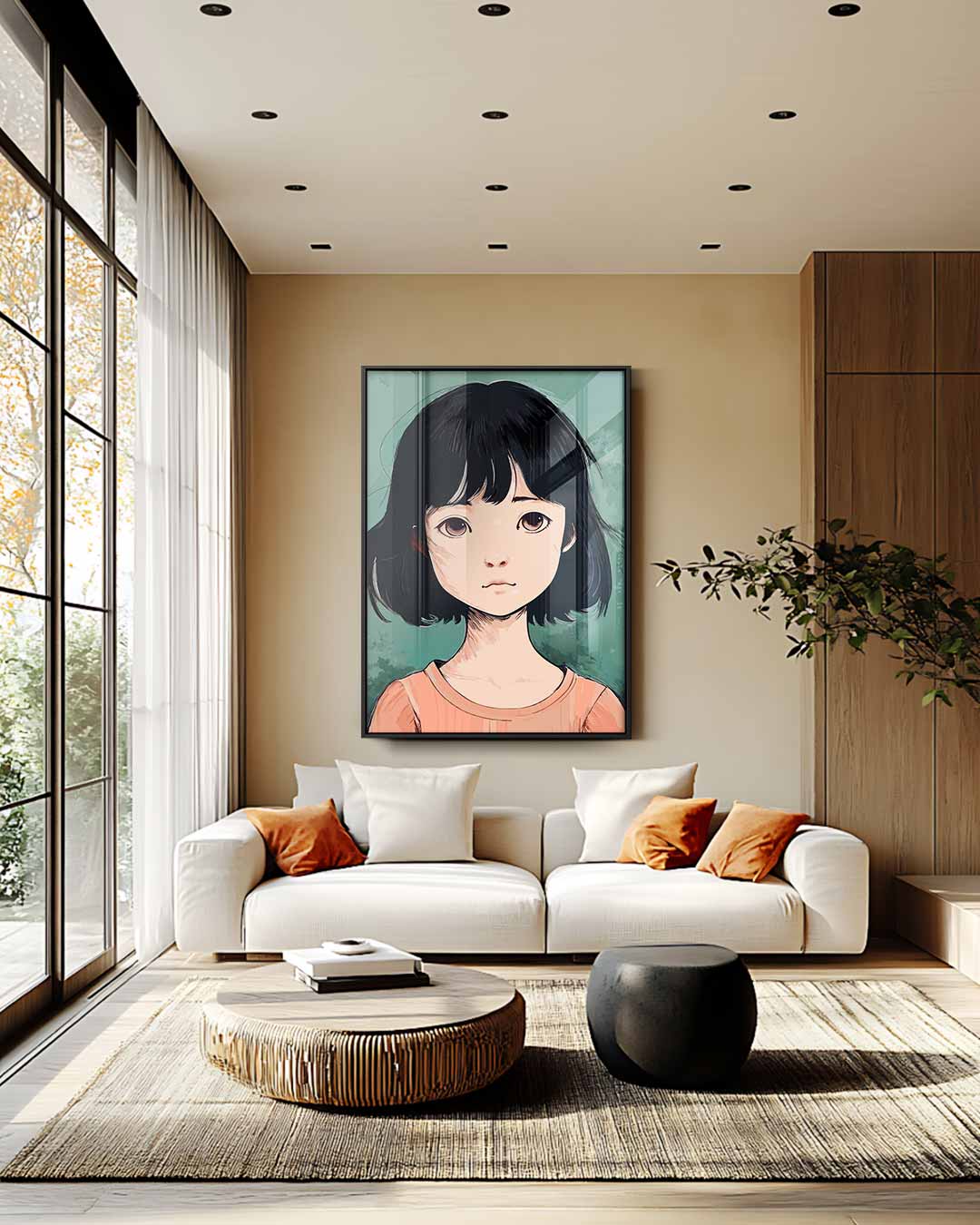 Dromerige Blik Portretkunst Kunstwerk-canvas-dibond-plexiglas-wanddecoratie-WallArtistic
