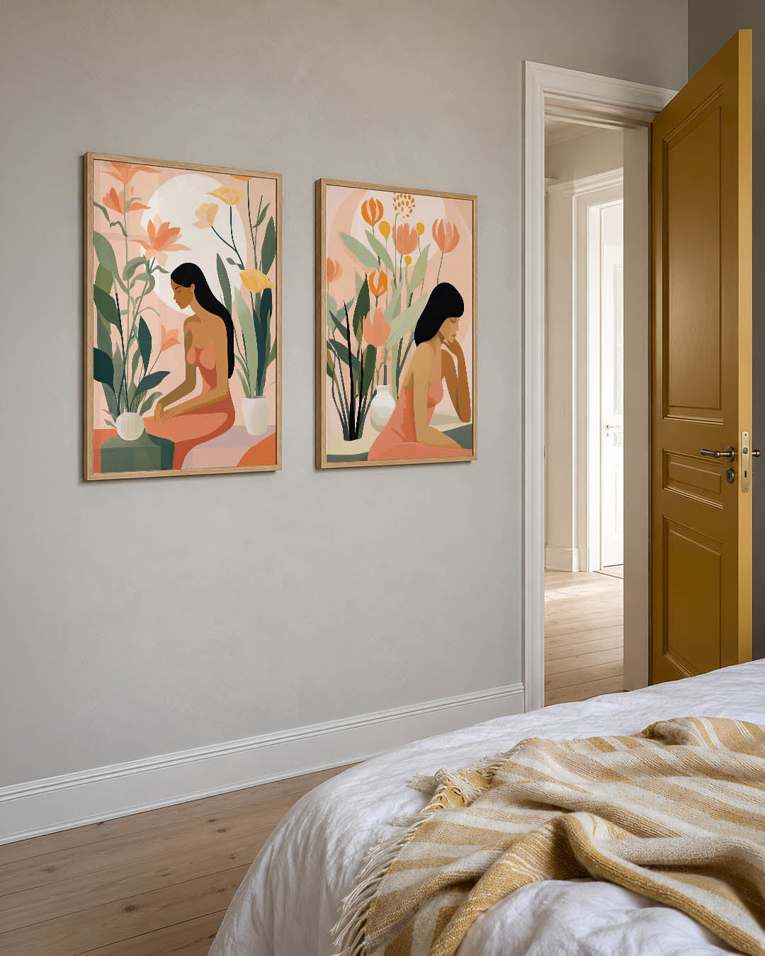 Vrouw en bloemen Posterset