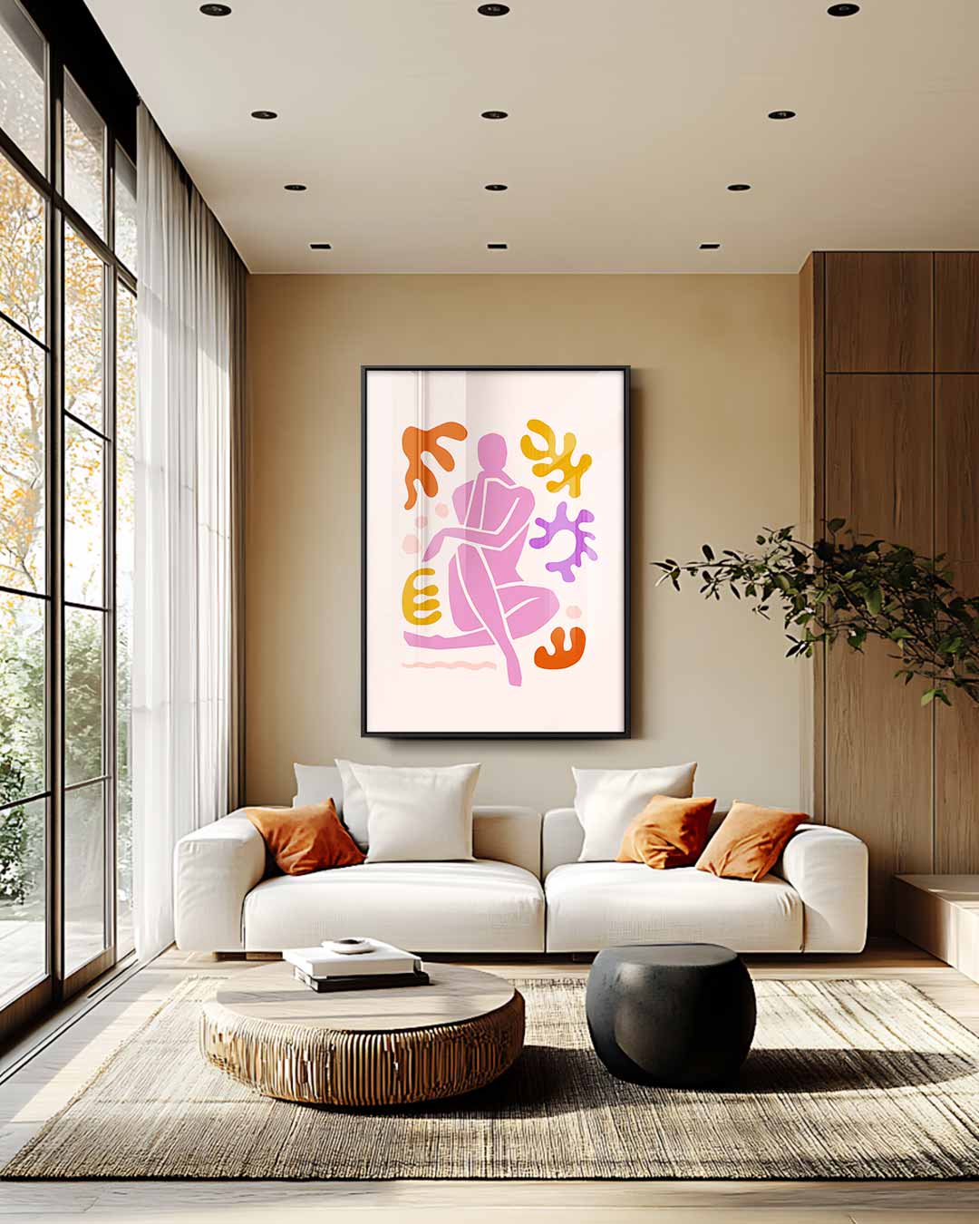 Vrolijke Lijnen en Vormen Kunstwerk-canvas-dibond-plexiglas-wanddecoratie-WallArtistic