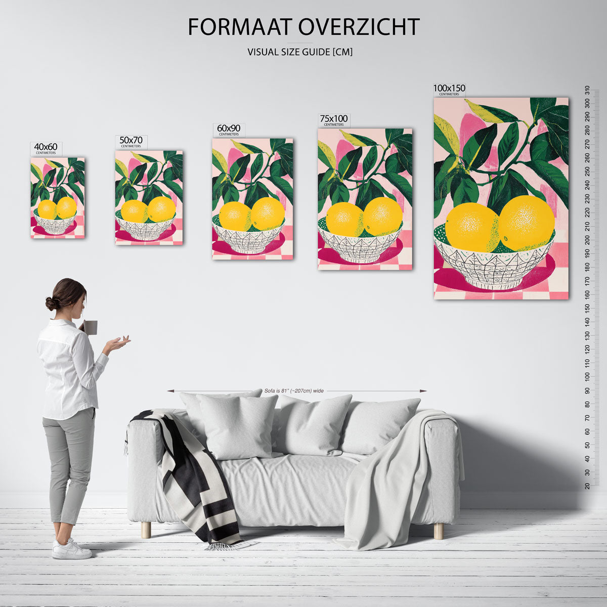 Citrus en bladeren Kunstwerk