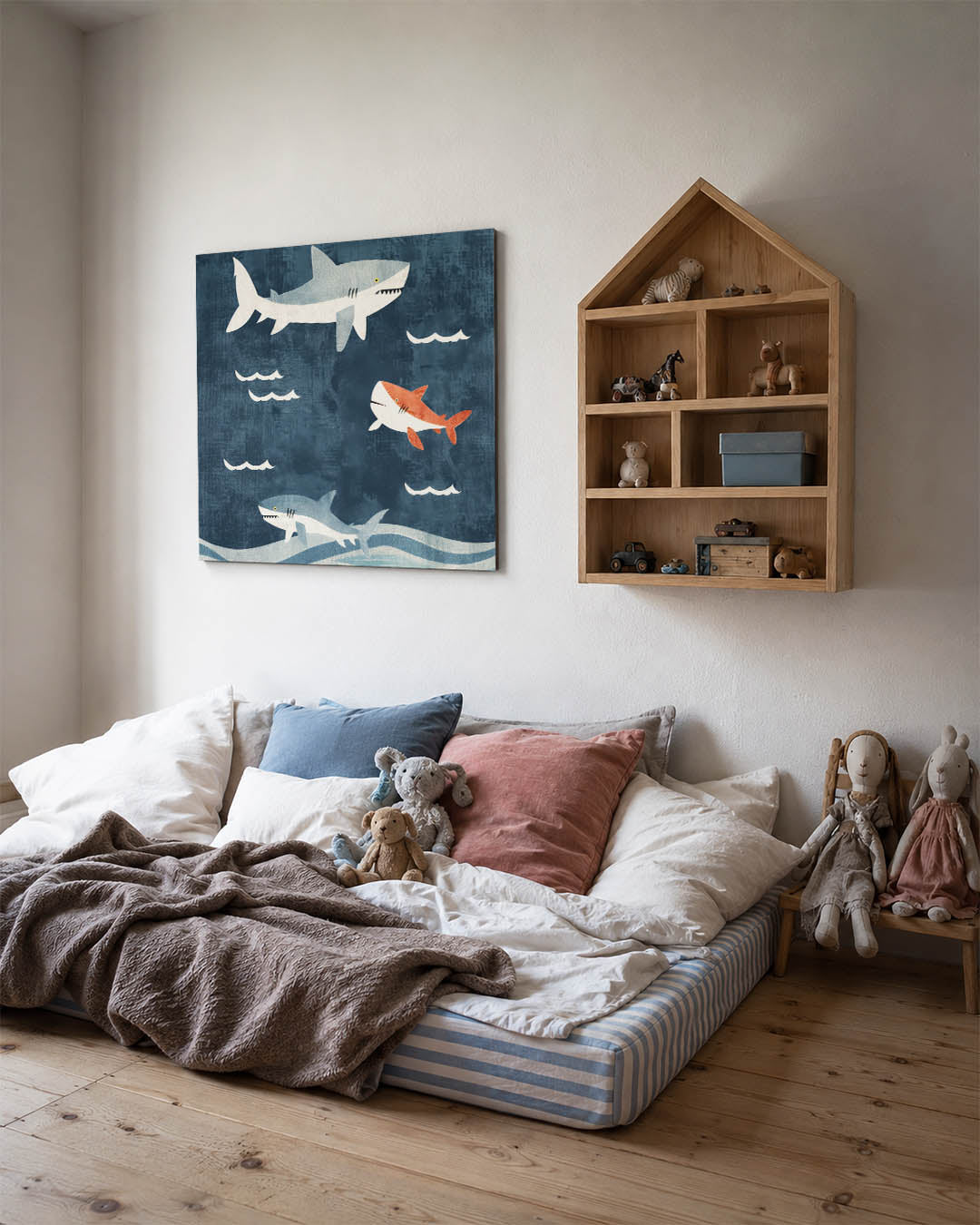Speelse haaien illustratie Kunstwerk