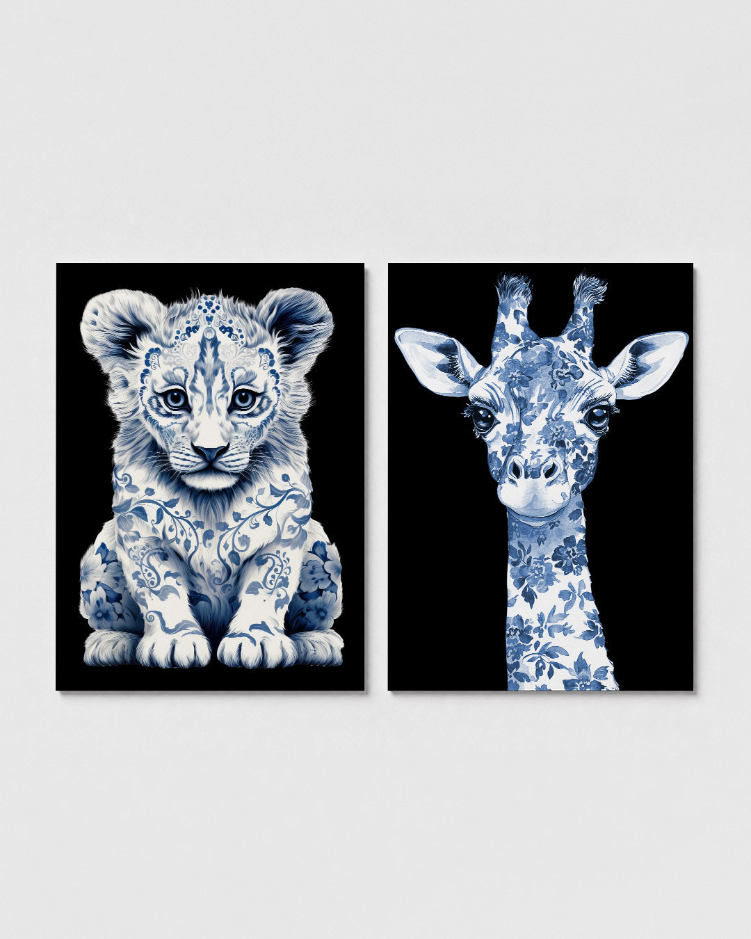 Blauw wit patroon Posterset