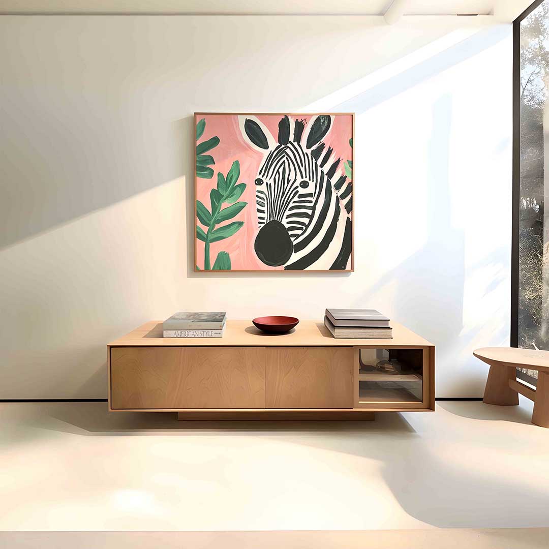 Zebra en bladeren Poster