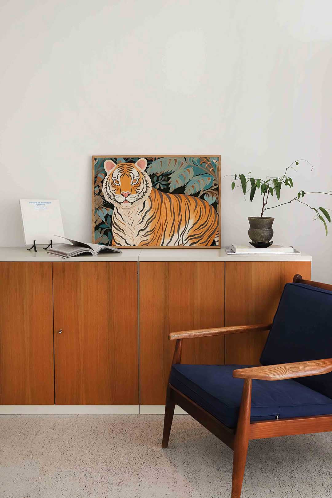 Tijger met bladeren Poster