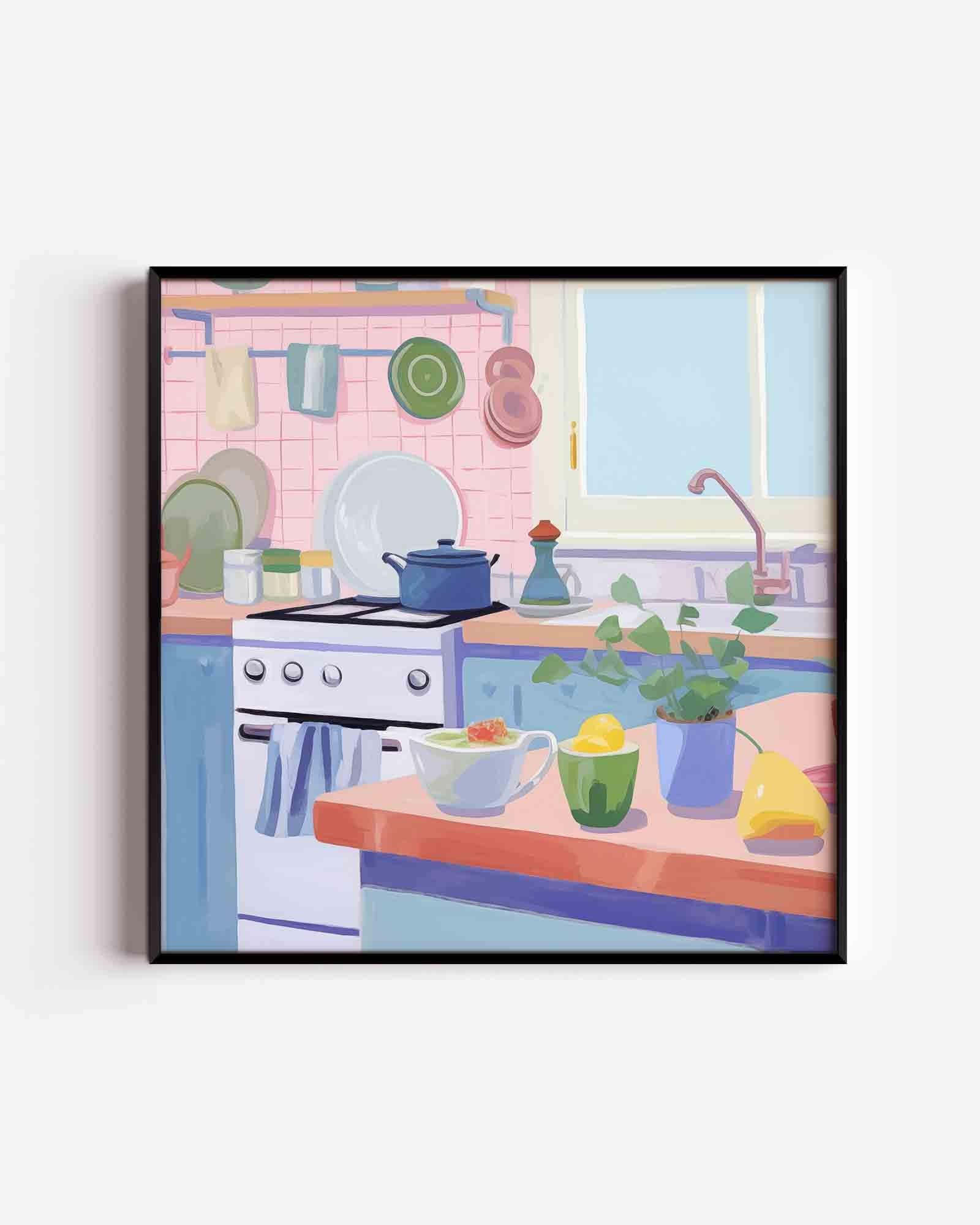 Keuken met servies Poster