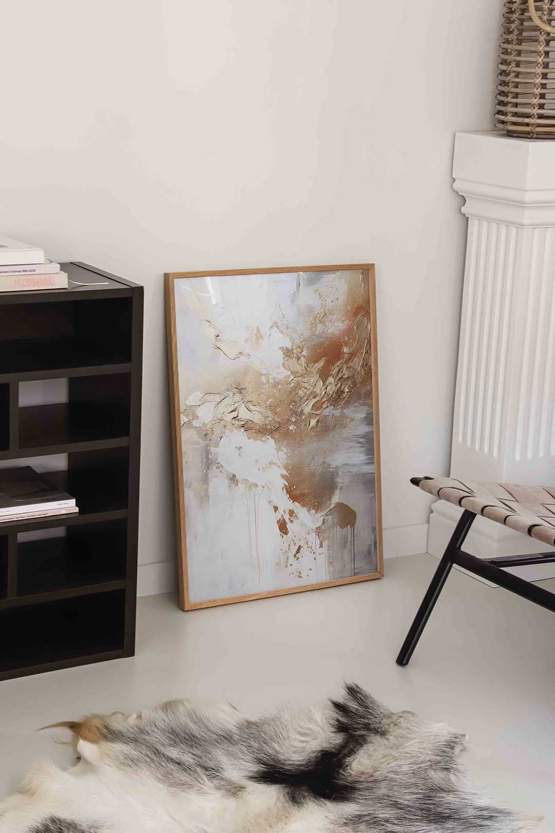 Abstracte beige en witte Poster