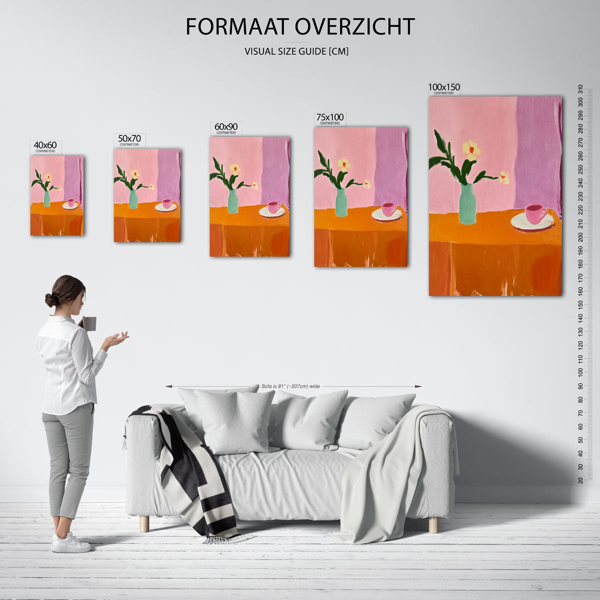 Kleurrijke bloem en kopje Kunstwerk