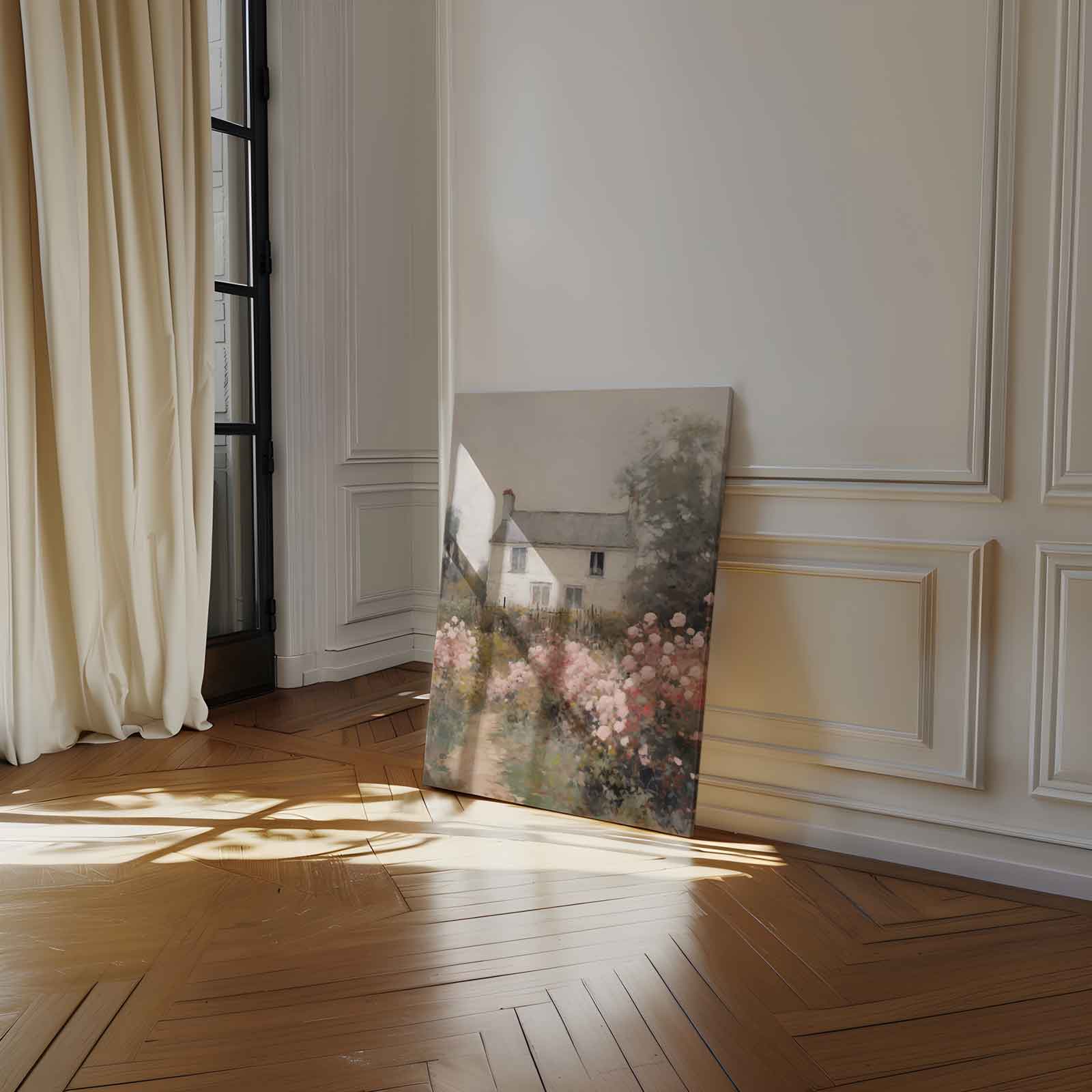 Rustiek Landhuis in Bloemrijk Landschap Kunstwerk-canvas-dibond-plexiglas-wanddecoratie-WallArtistic