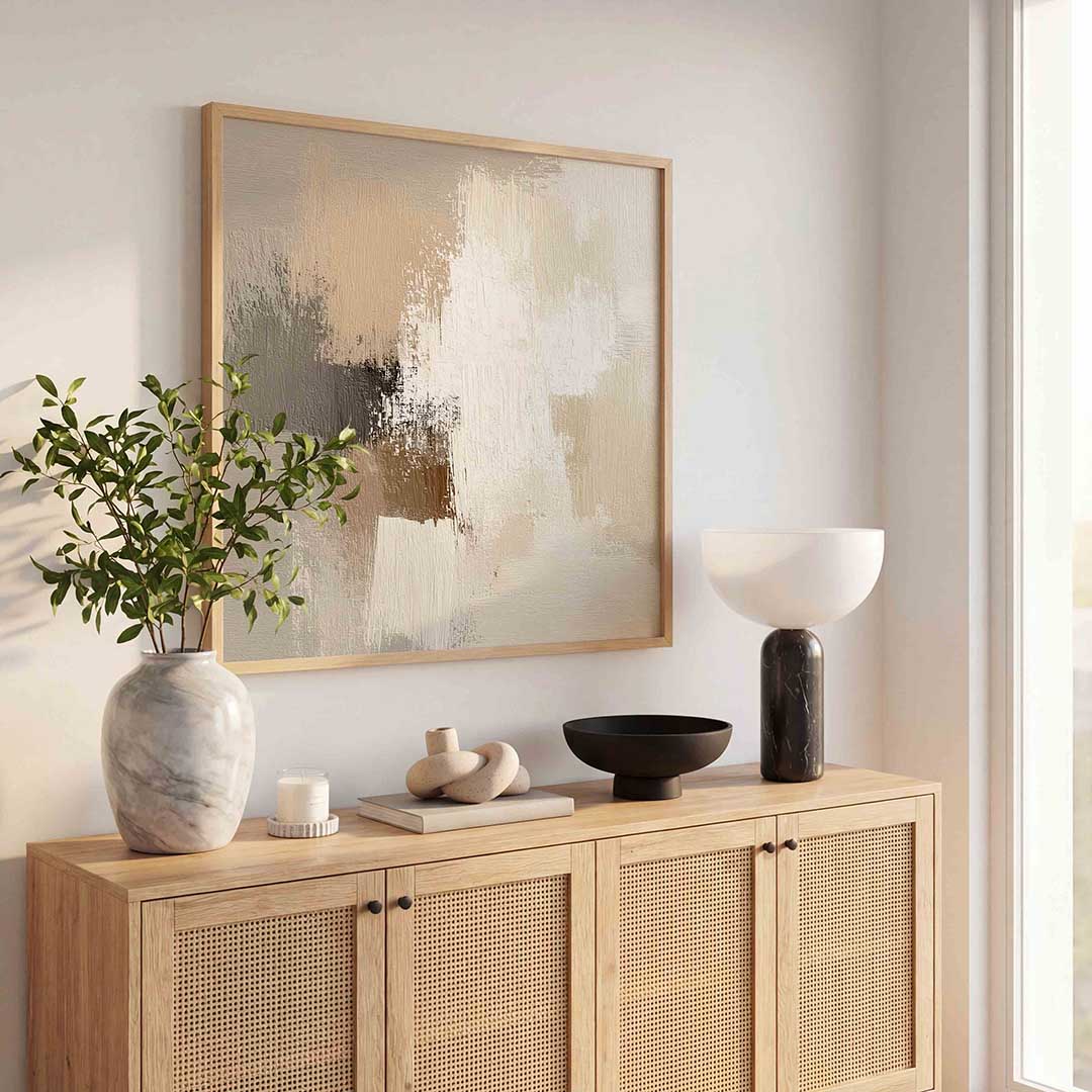 Abstracte beige en grijze Poster