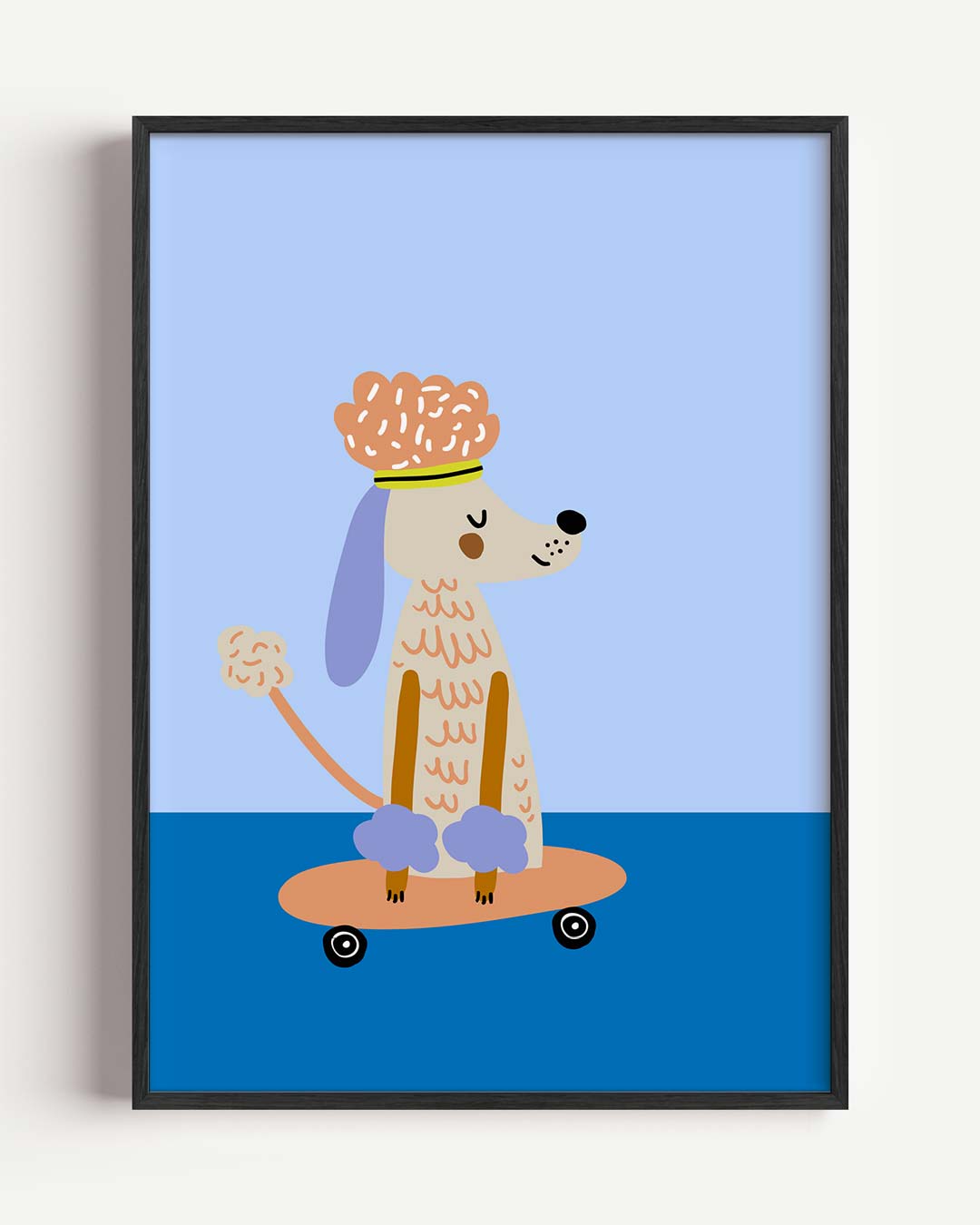 Schattige Hond op Skateboard Poster-WallArtistic