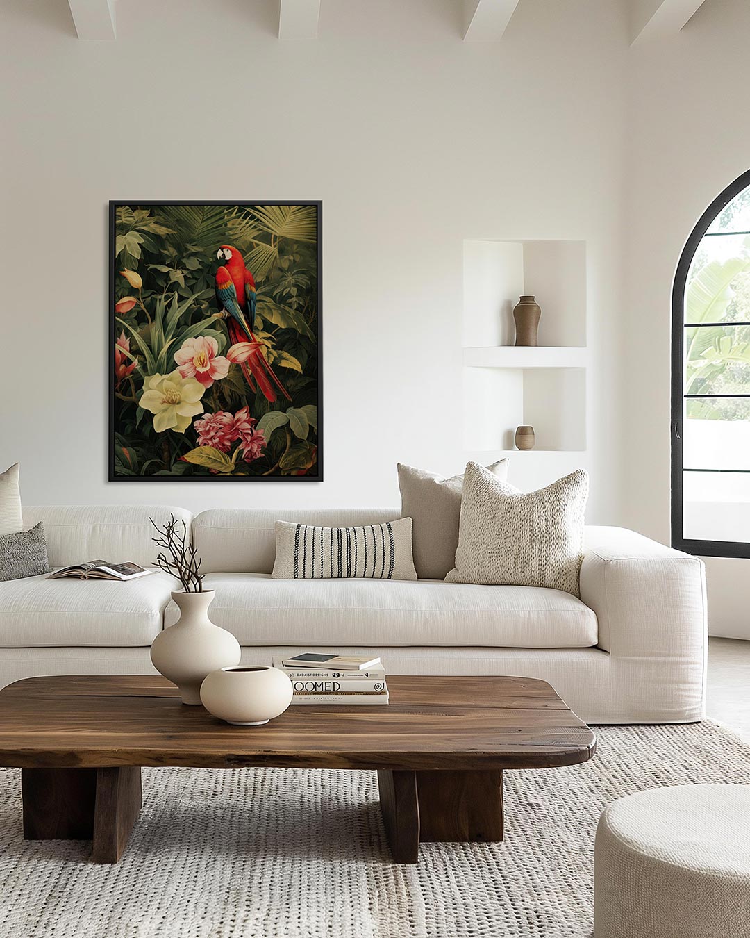 Exotische vogel en bloemen Kunstwerk