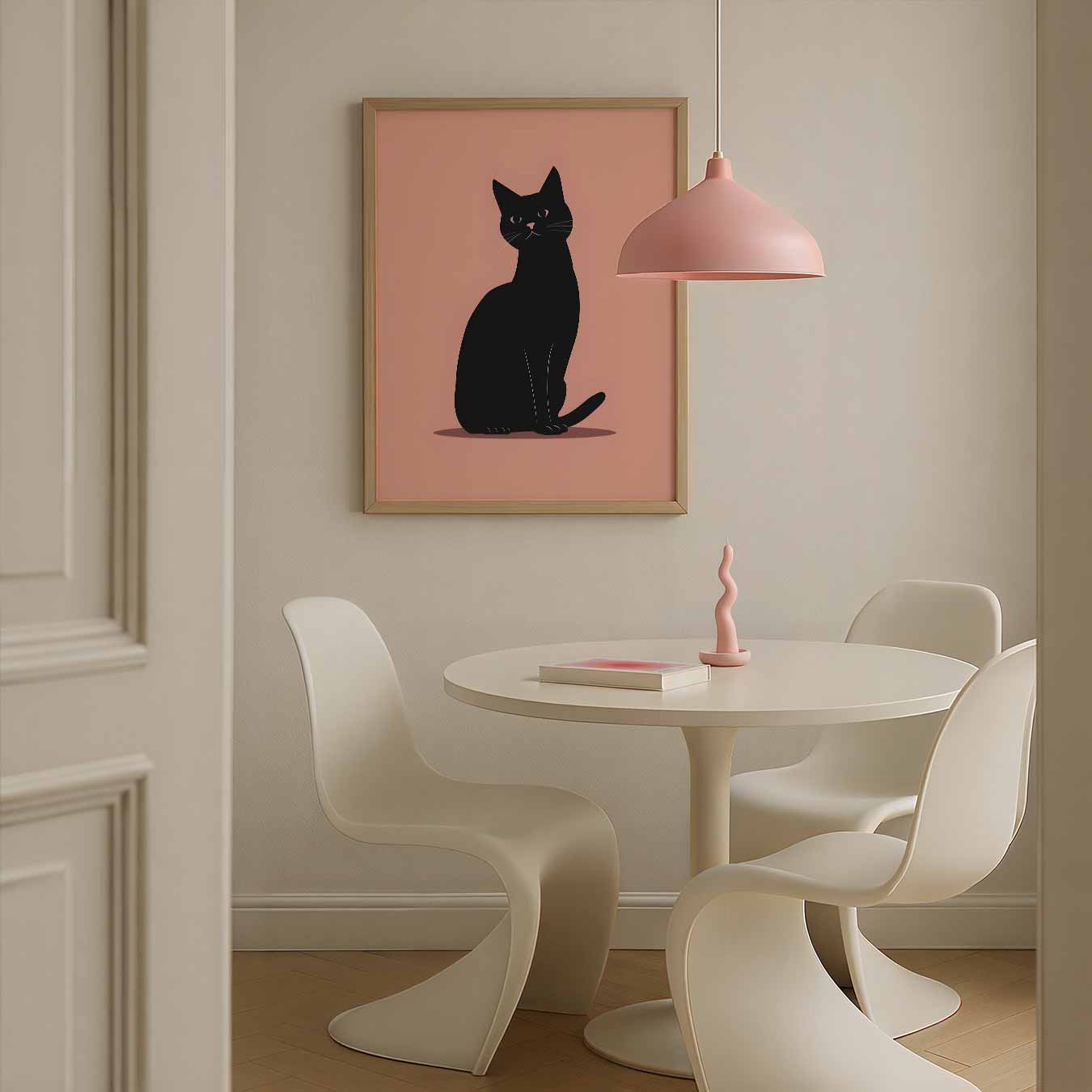 Elegante Kat op Zachte Achtergrond Poster-WallArtistic