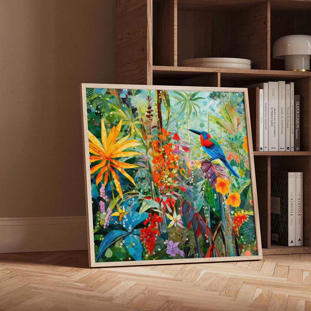 Vogel in tropische tuin Poster
