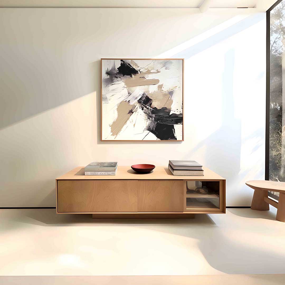 Abstracte beige en zwarte Poster