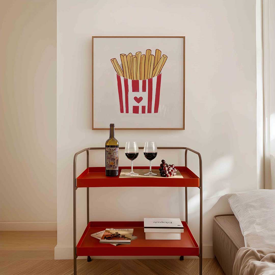 Frietjes in rode verpakking Poster