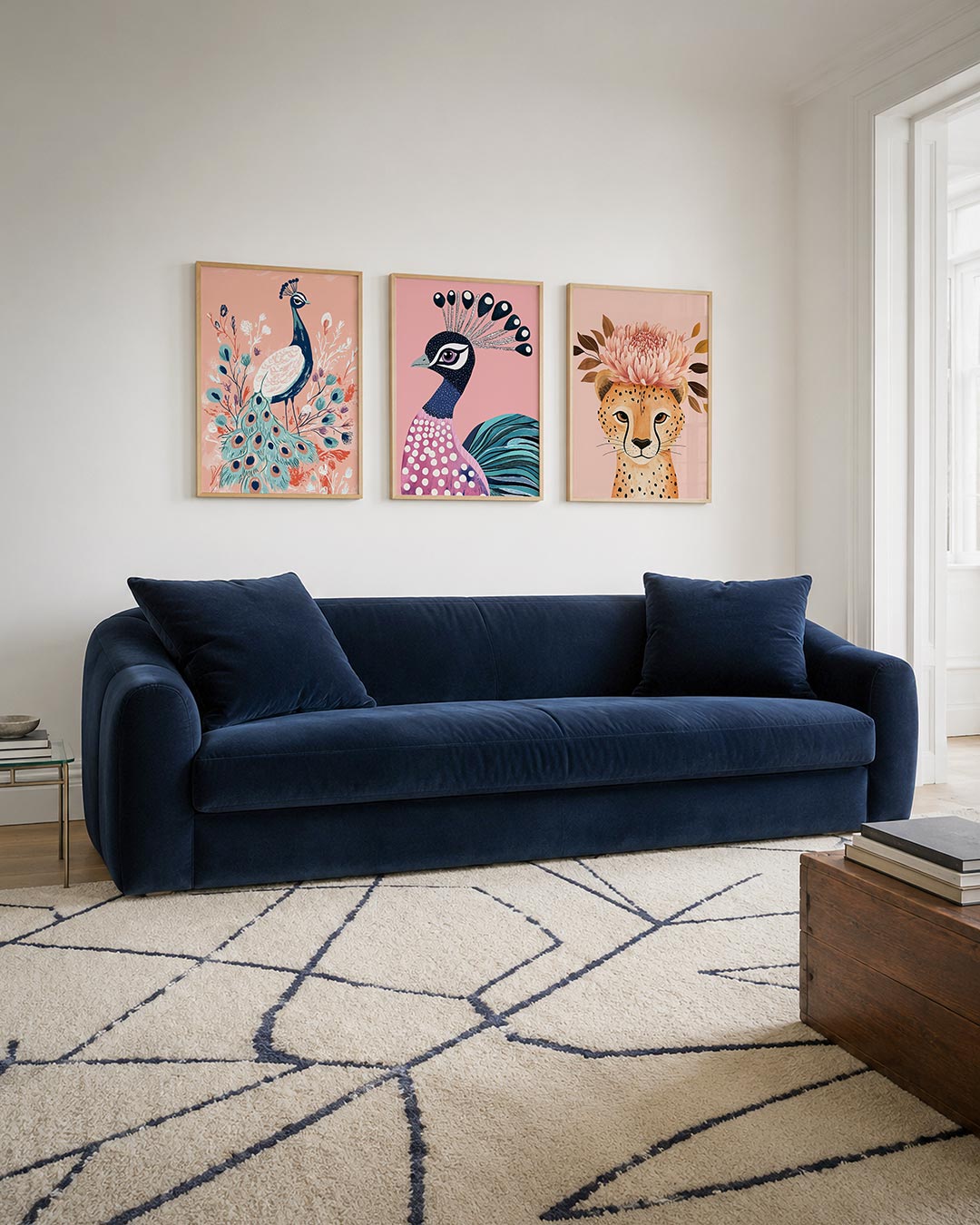 Pauw en bloemen Posterset