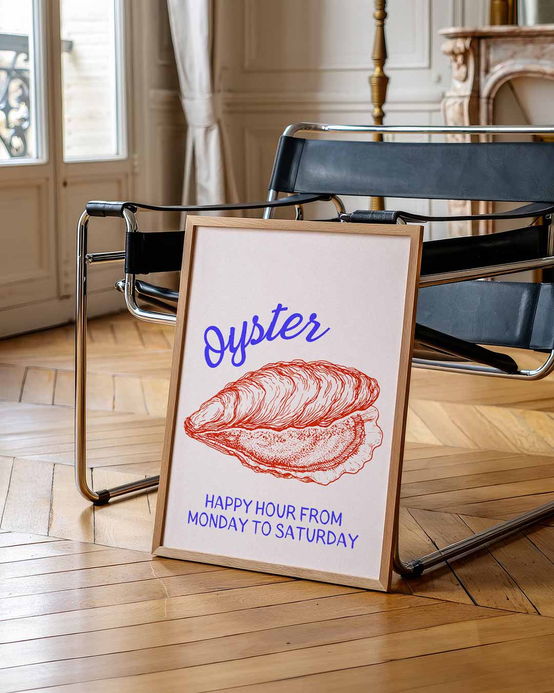 Stijlvolle Oester Happy Hour Poster-WallArtistic